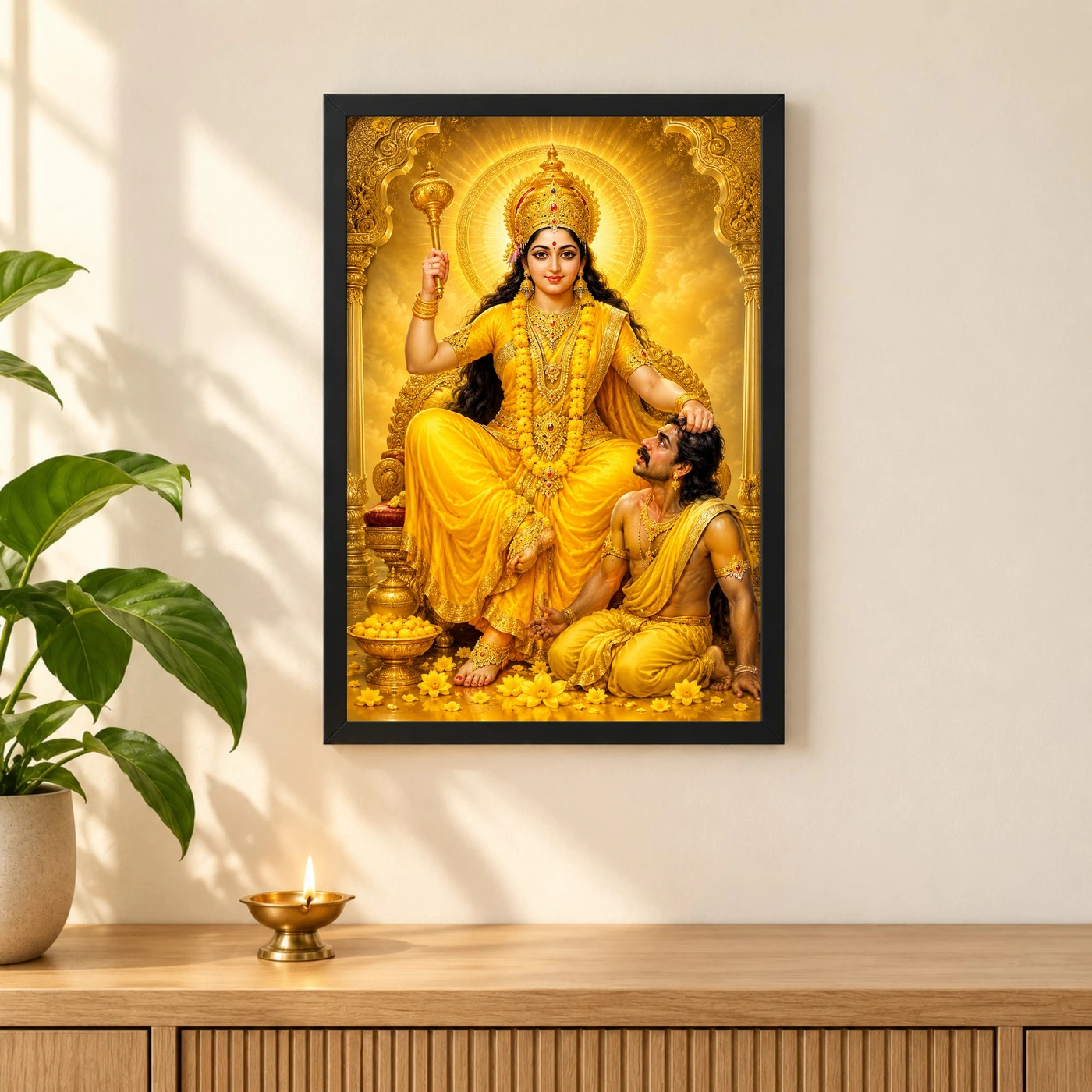 Baglamukhi Devi Ornate Golden Temple Darshan Photo Frame, view 3