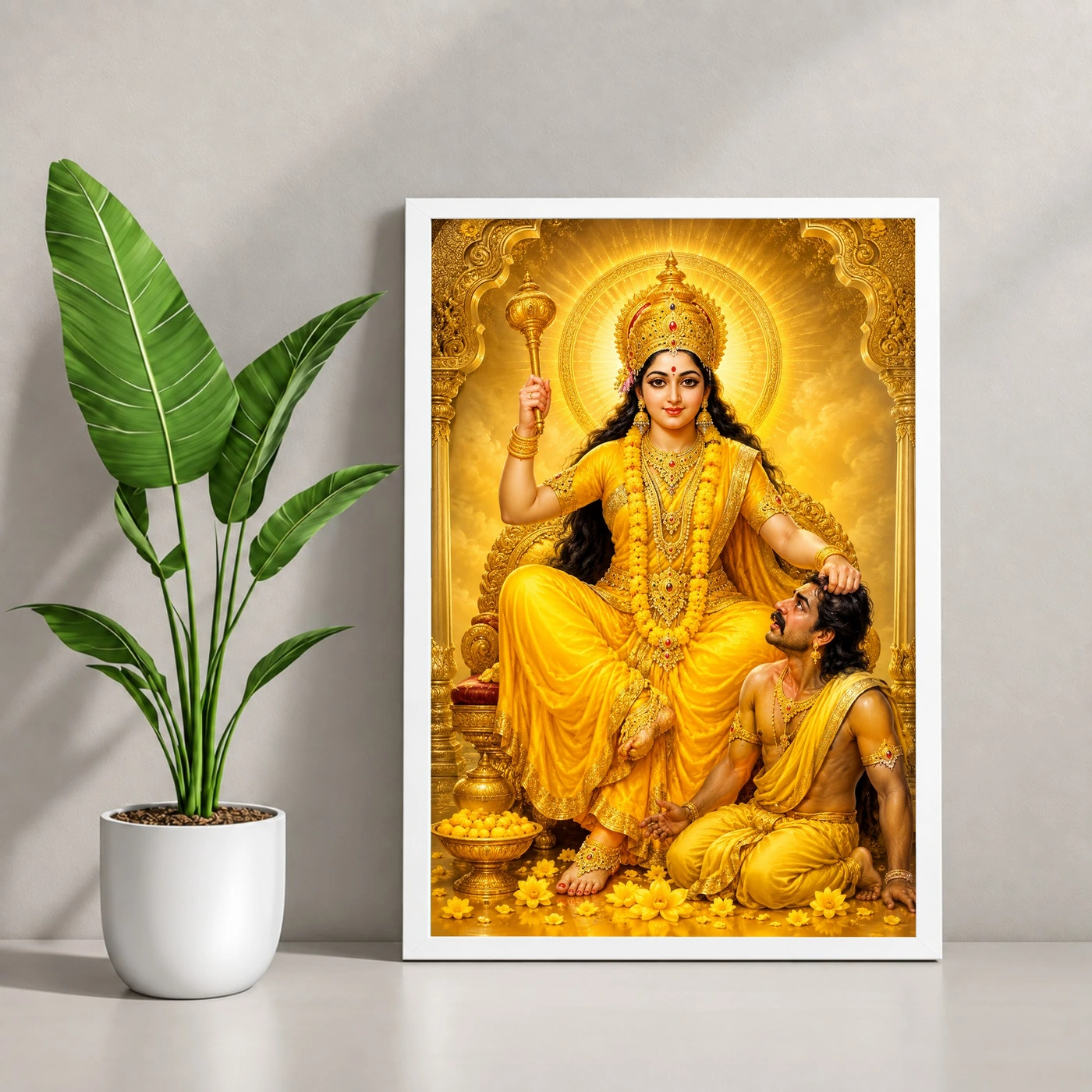 Baglamukhi Devi Ornate Golden Temple Darshan Photo Frame, view 4
