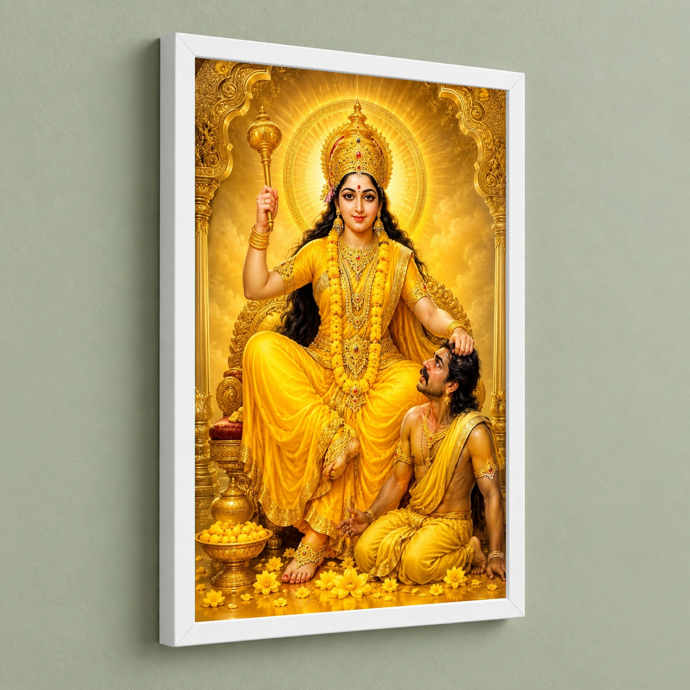 Baglamukhi Devi Ornate Golden Temple Darshan Photo Frame, view 5