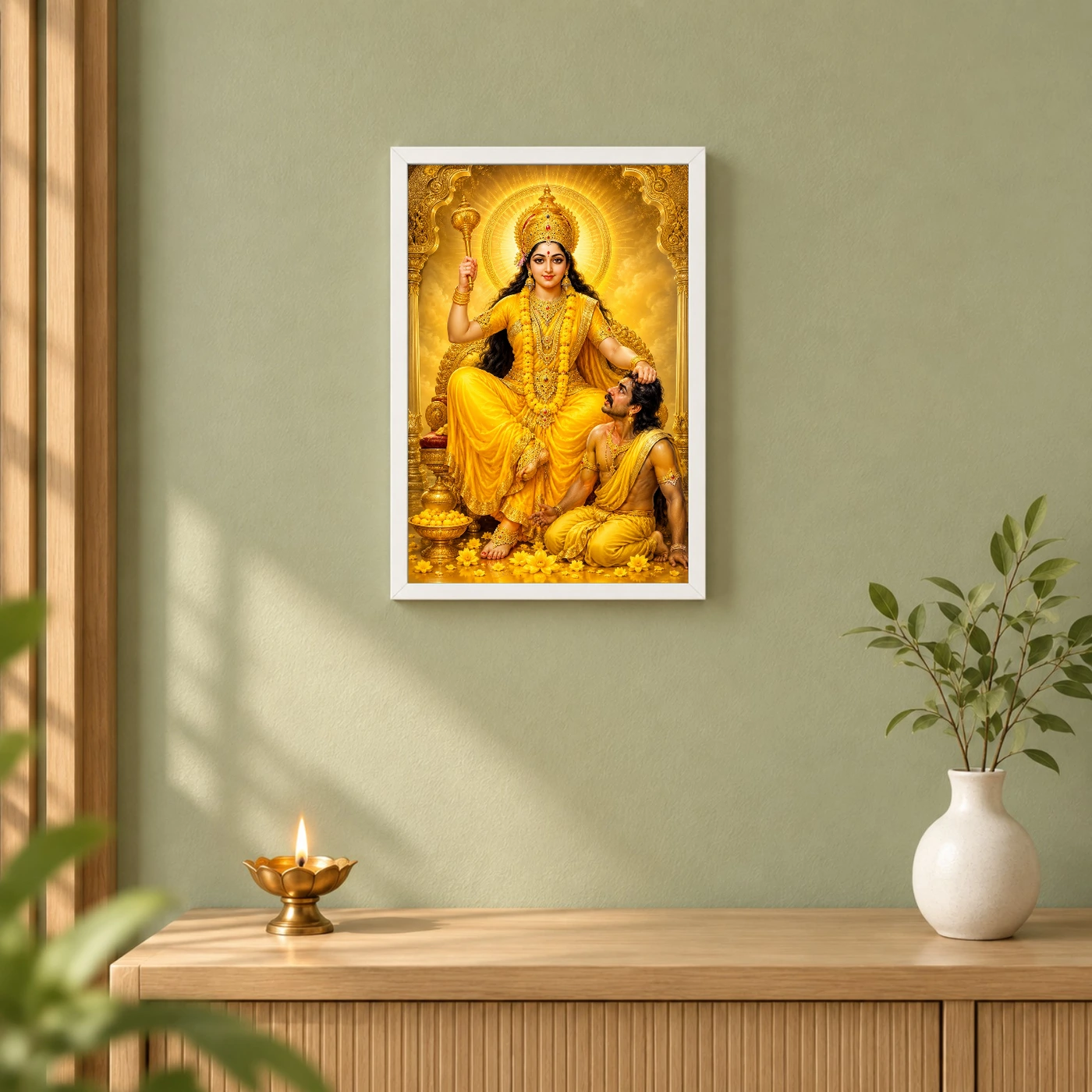 Baglamukhi Devi Ornate Golden Temple Darshan Photo Frame, view 6