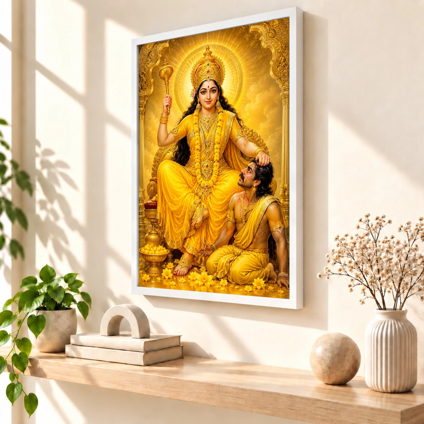 Baglamukhi Devi Ornate Golden Temple Darshan Photo Frame, view 7