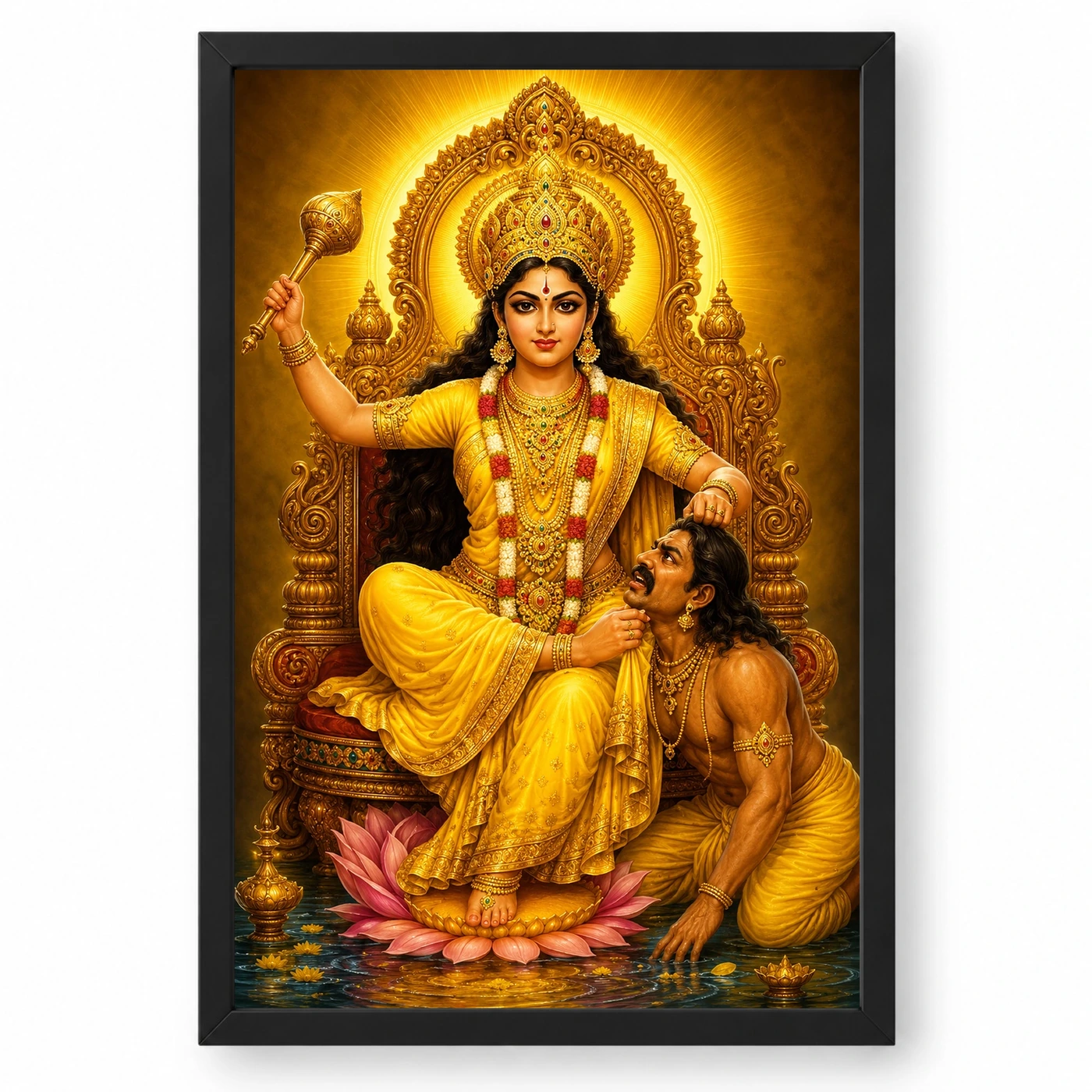 Baglamukhi Devi Peaceful Home Mandir Composition Photo Frame
