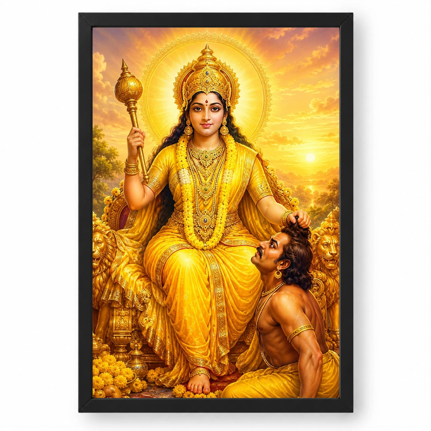 Baglamukhi Devi Serene Sunrise Blessing Photo Frame