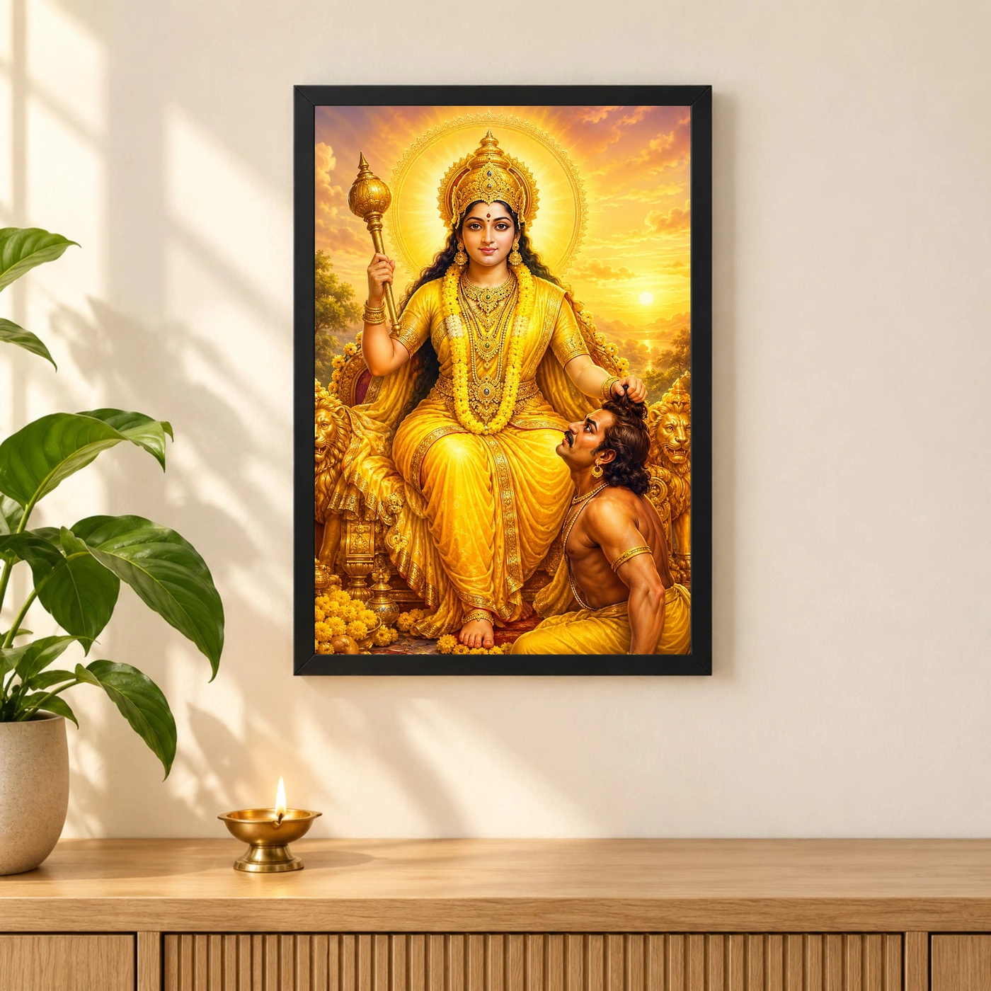 Baglamukhi Devi Serene Sunrise Blessing Photo Frame, view 3