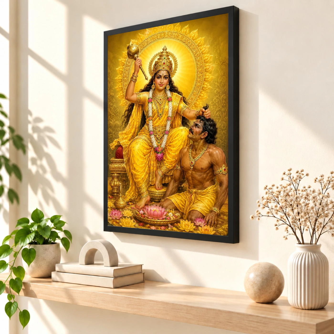 Baglamukhi Devi Traditional Indian Miniature-Inspired Devotional Art Photo Frame, view 2