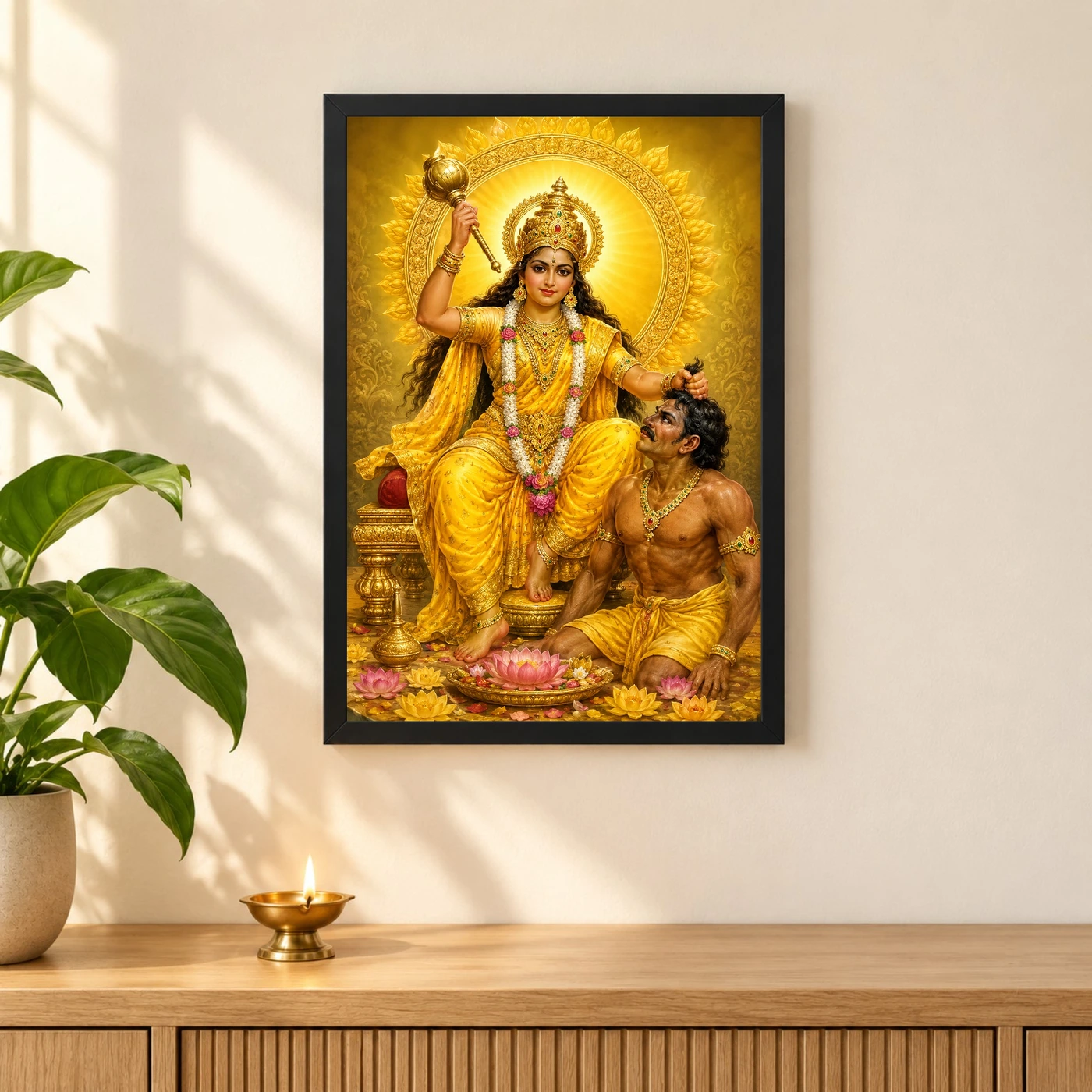 Baglamukhi Devi Traditional Indian Miniature-Inspired Devotional Art Photo Frame, view 3
