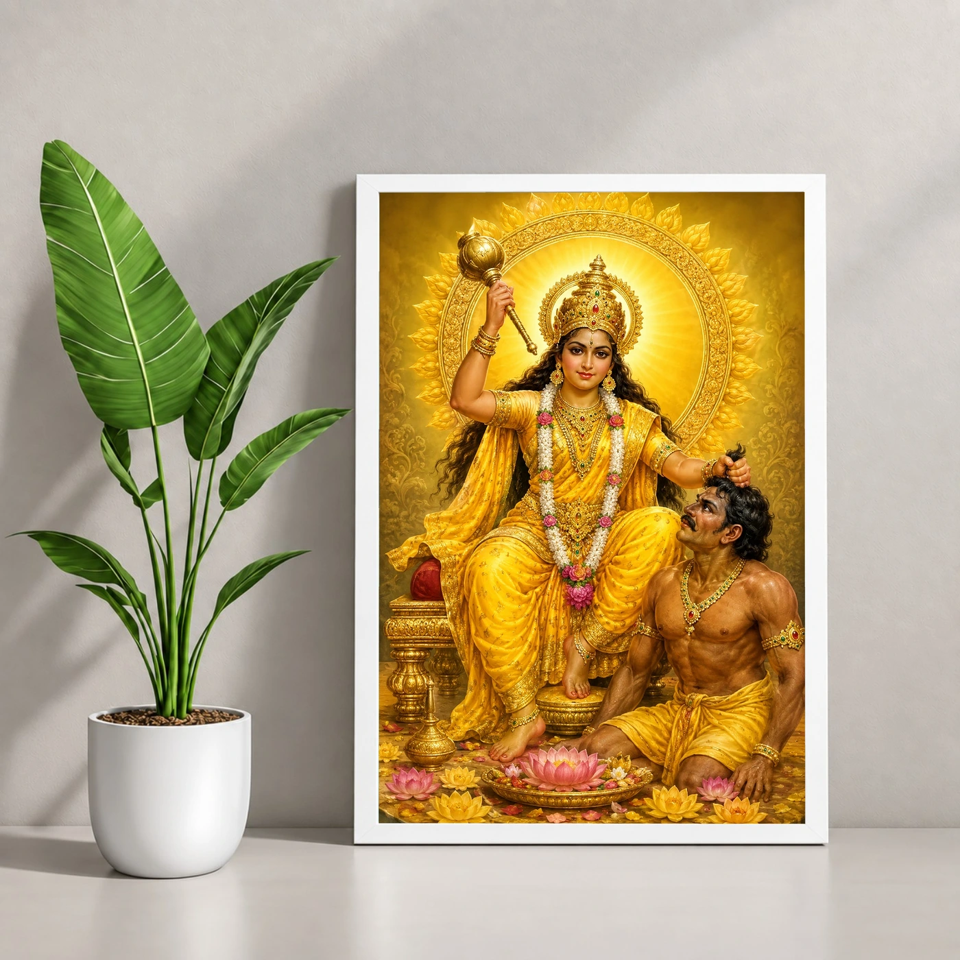 Baglamukhi Devi Traditional Indian Miniature-Inspired Devotional Art Photo Frame, view 4