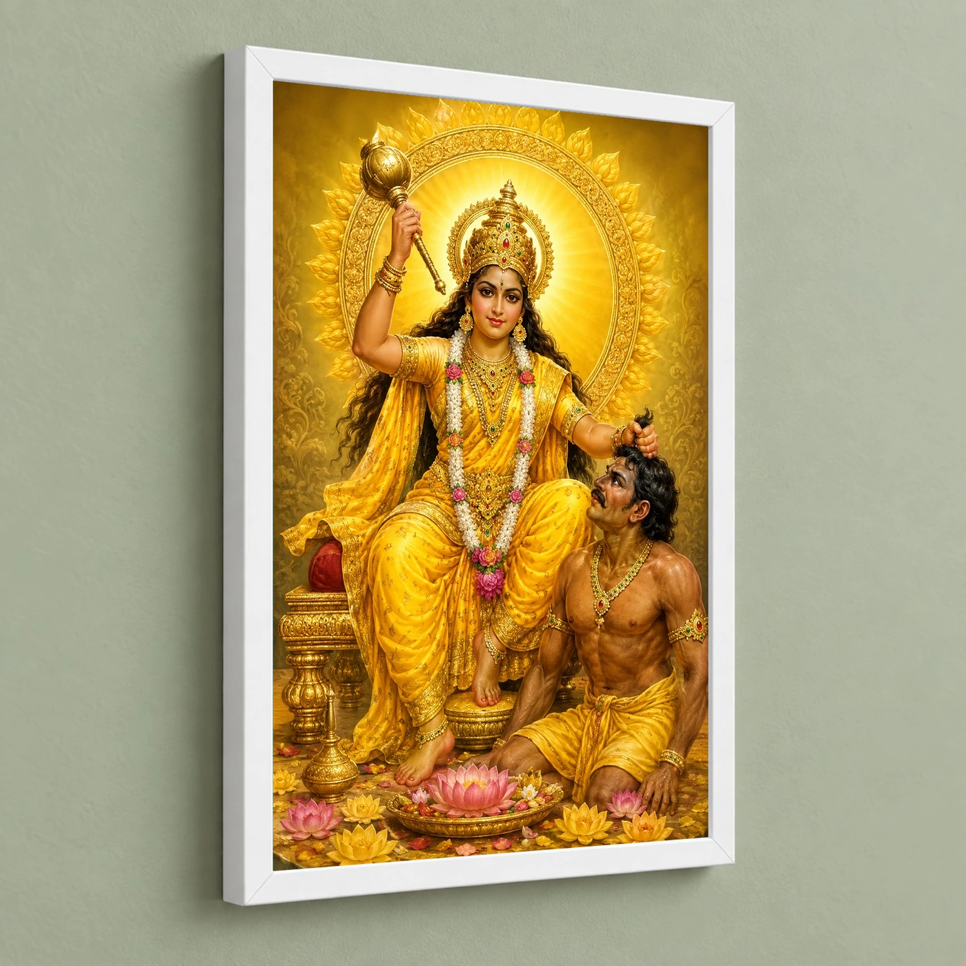 Baglamukhi Devi Traditional Indian Miniature-Inspired Devotional Art Photo Frame, view 5