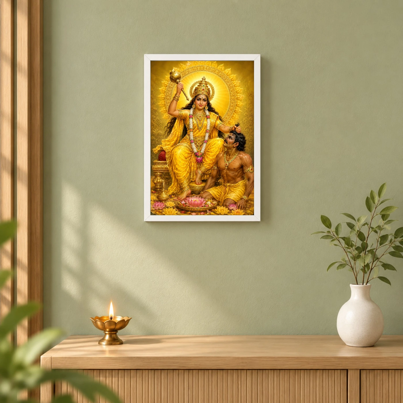 Baglamukhi Devi Traditional Indian Miniature-Inspired Devotional Art Photo Frame, view 6