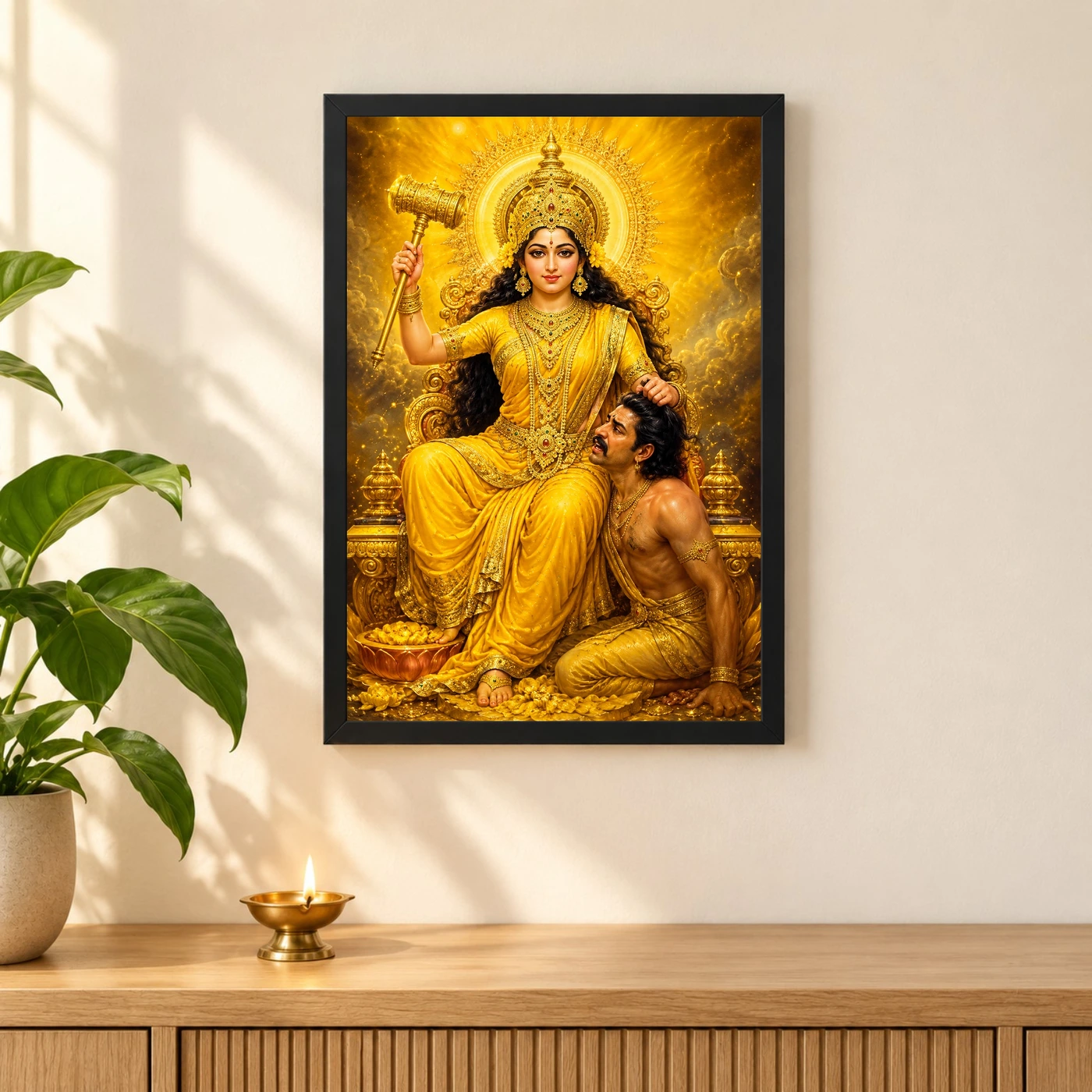 Baglamukhi Devi Vivid Premium Spiritual Poster Art Photo Frame, view 3