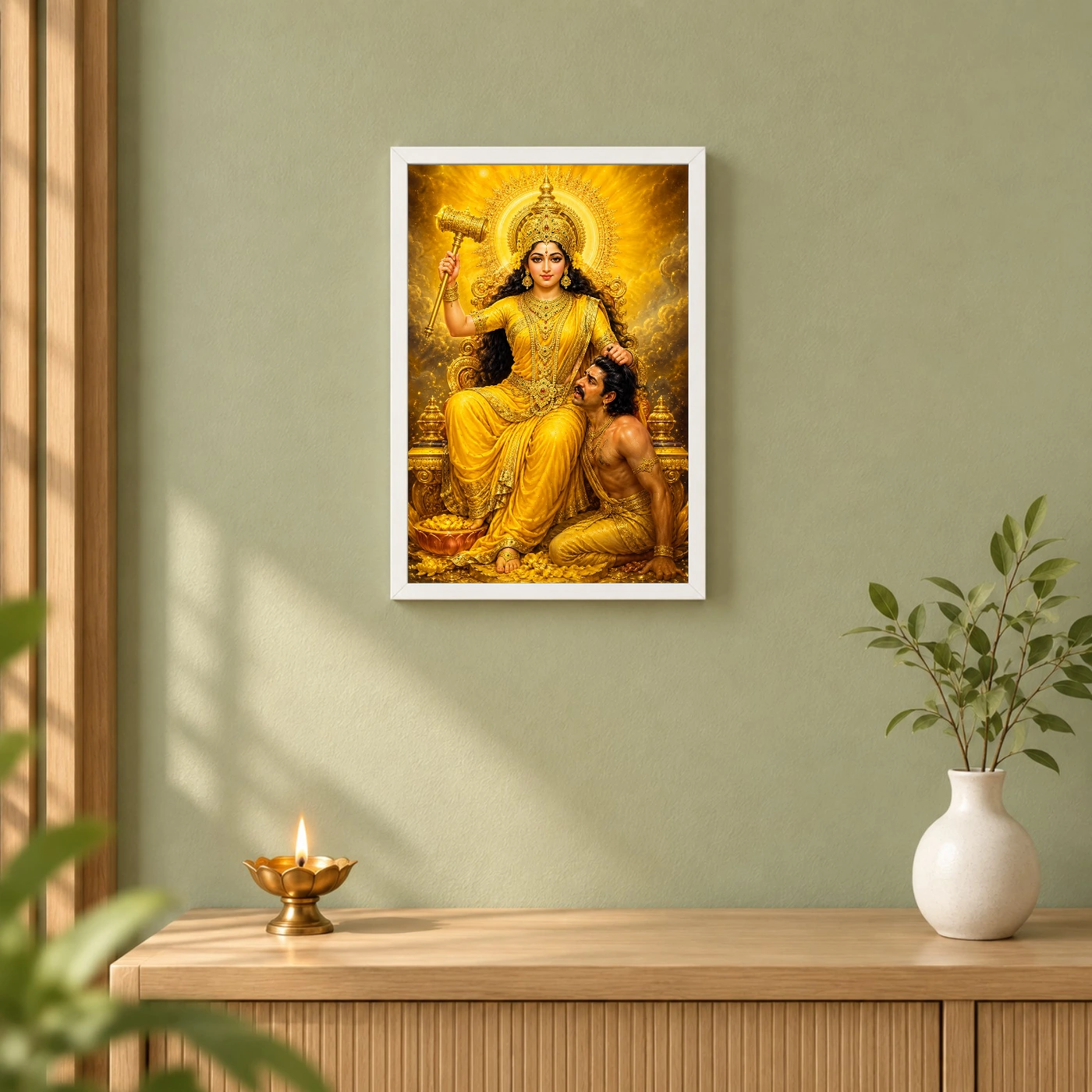 Baglamukhi Devi Vivid Premium Spiritual Poster Art Photo Frame, view 6