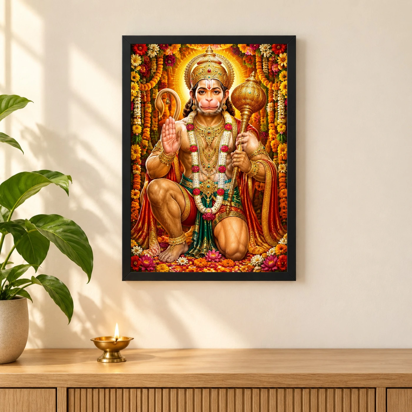 Bajrangbali Grand Festival Flower Decoration Photo Frame, view 3