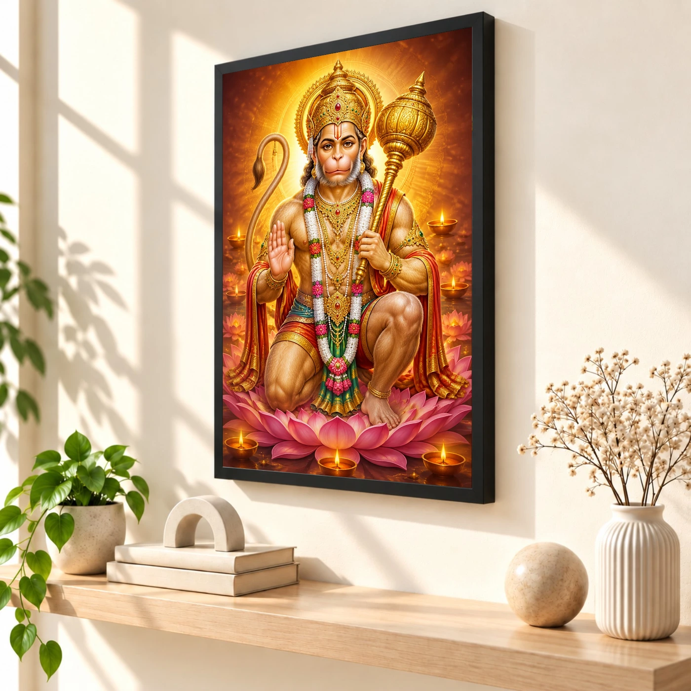 Bajrangbali Lotus And Diya Radiance Photo Frame, view 2