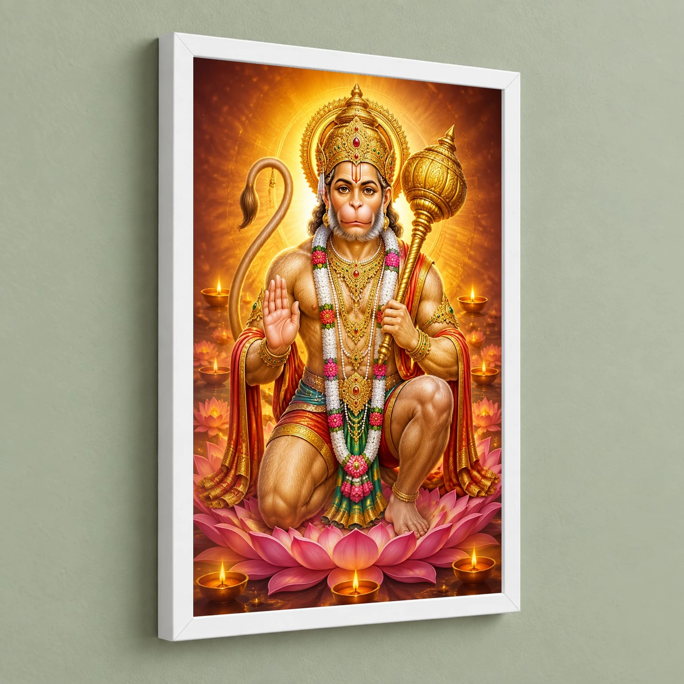 Bajrangbali Lotus And Diya Radiance Photo Frame, view 5