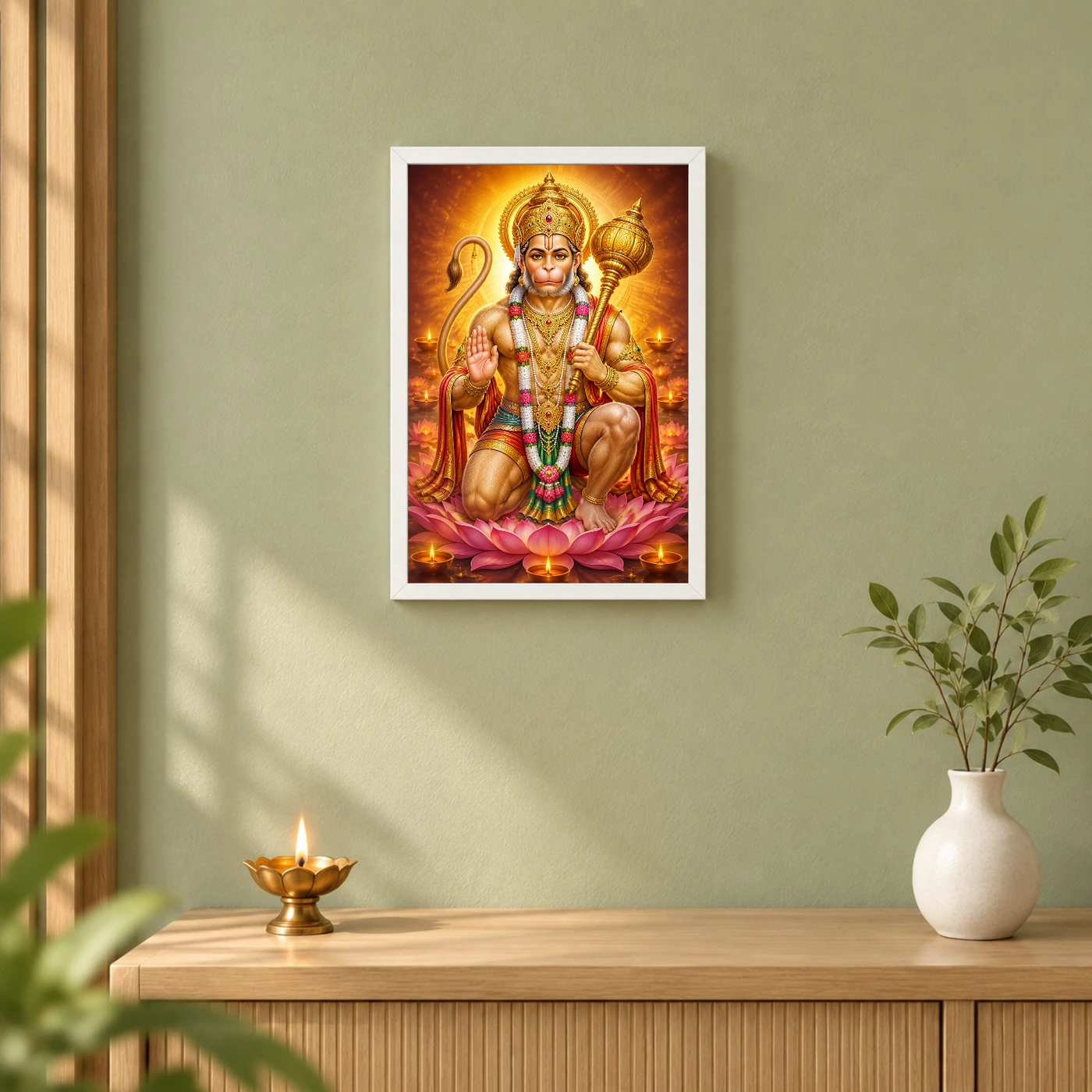 Bajrangbali Lotus And Diya Radiance Photo Frame, view 6