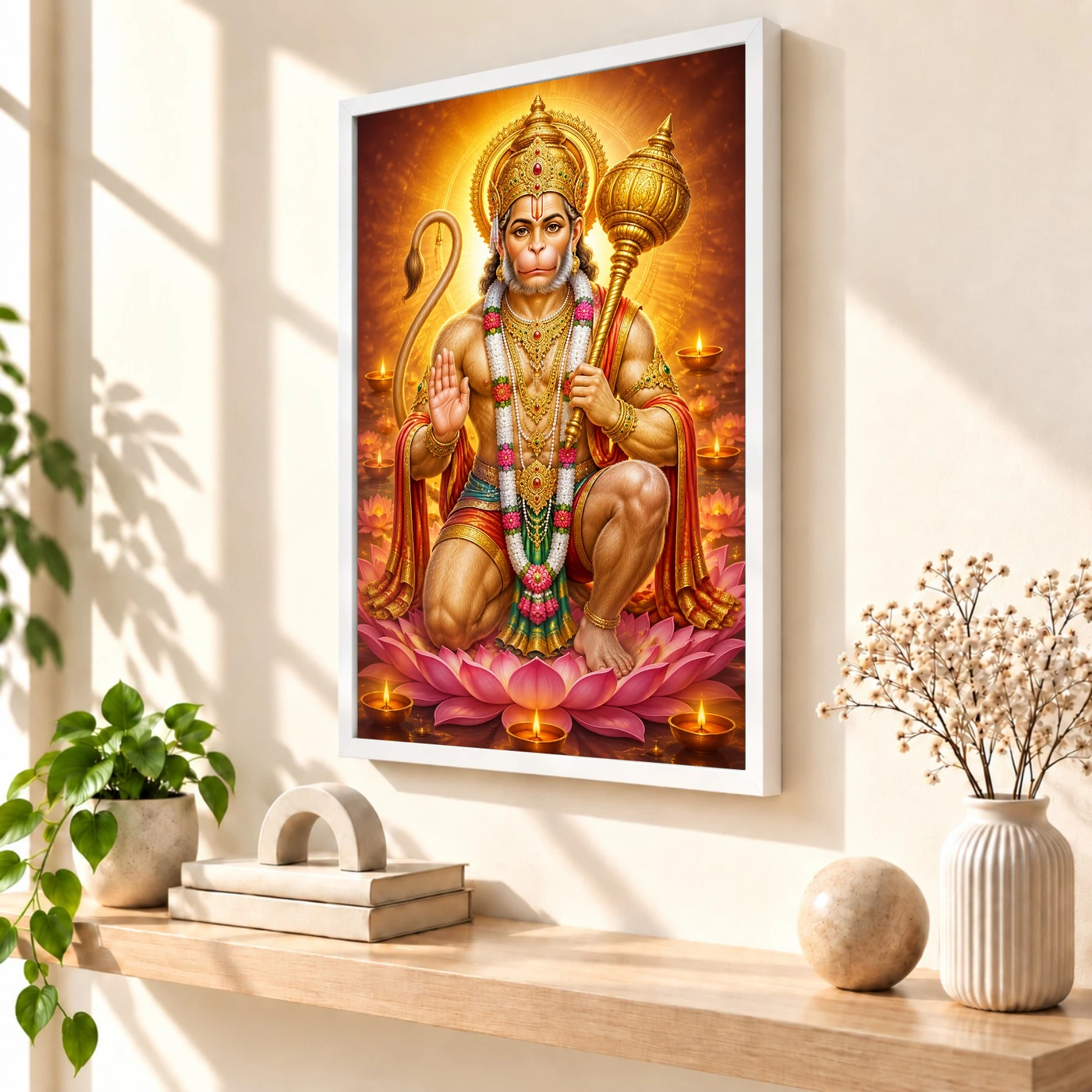 Bajrangbali Lotus And Diya Radiance Photo Frame, view 7
