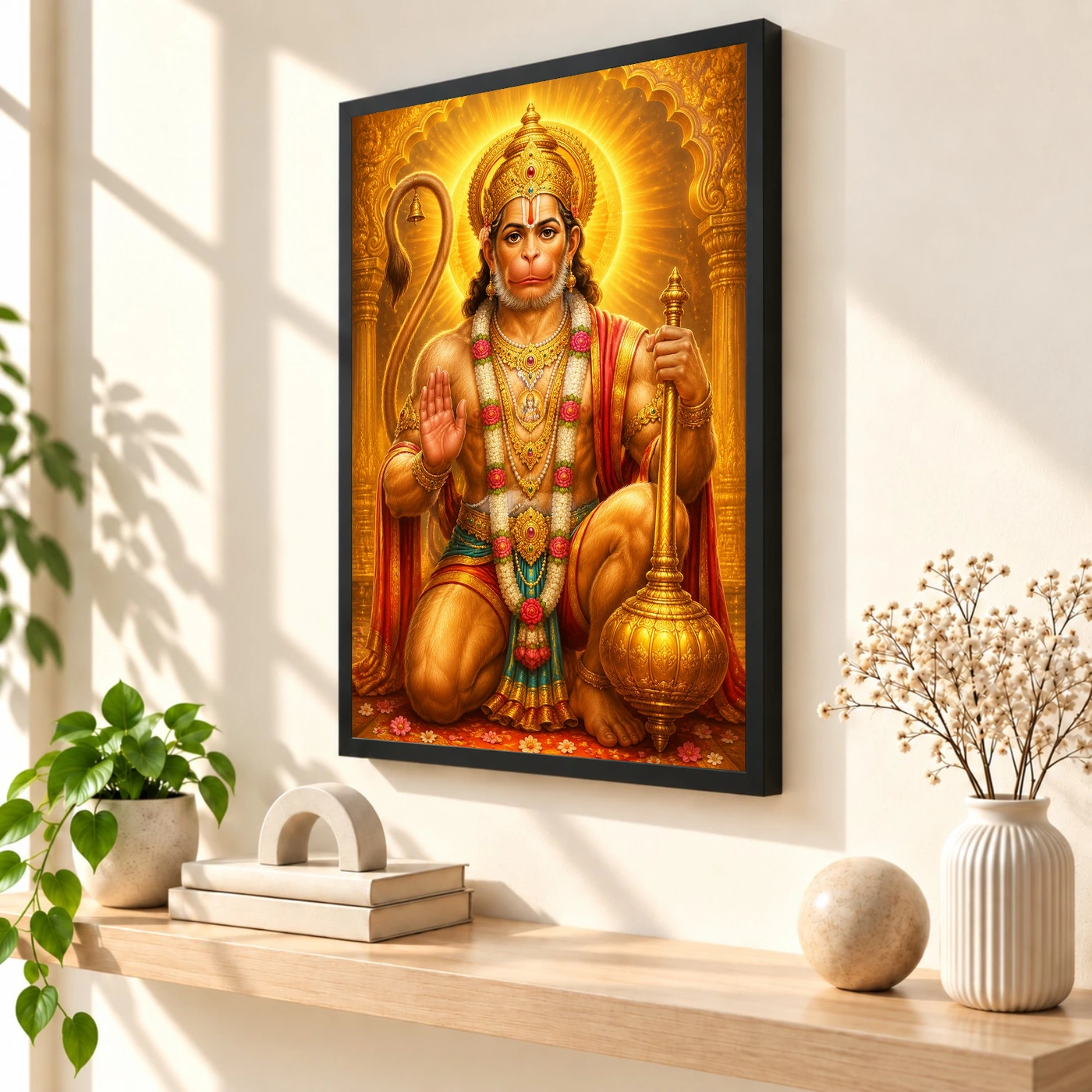 Bajrangbali Ornate Golden Temple Darshan Photo Frame, view 2