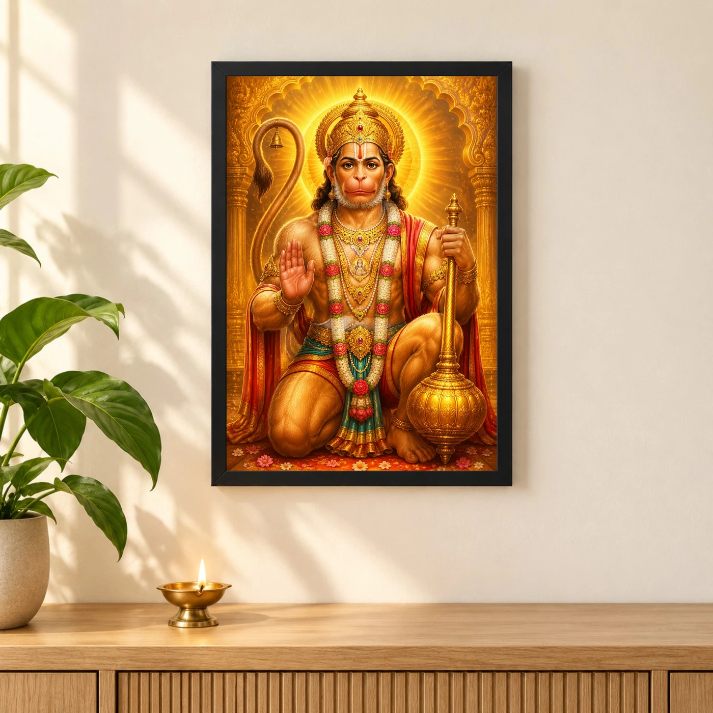 Bajrangbali Ornate Golden Temple Darshan Photo Frame, view 3