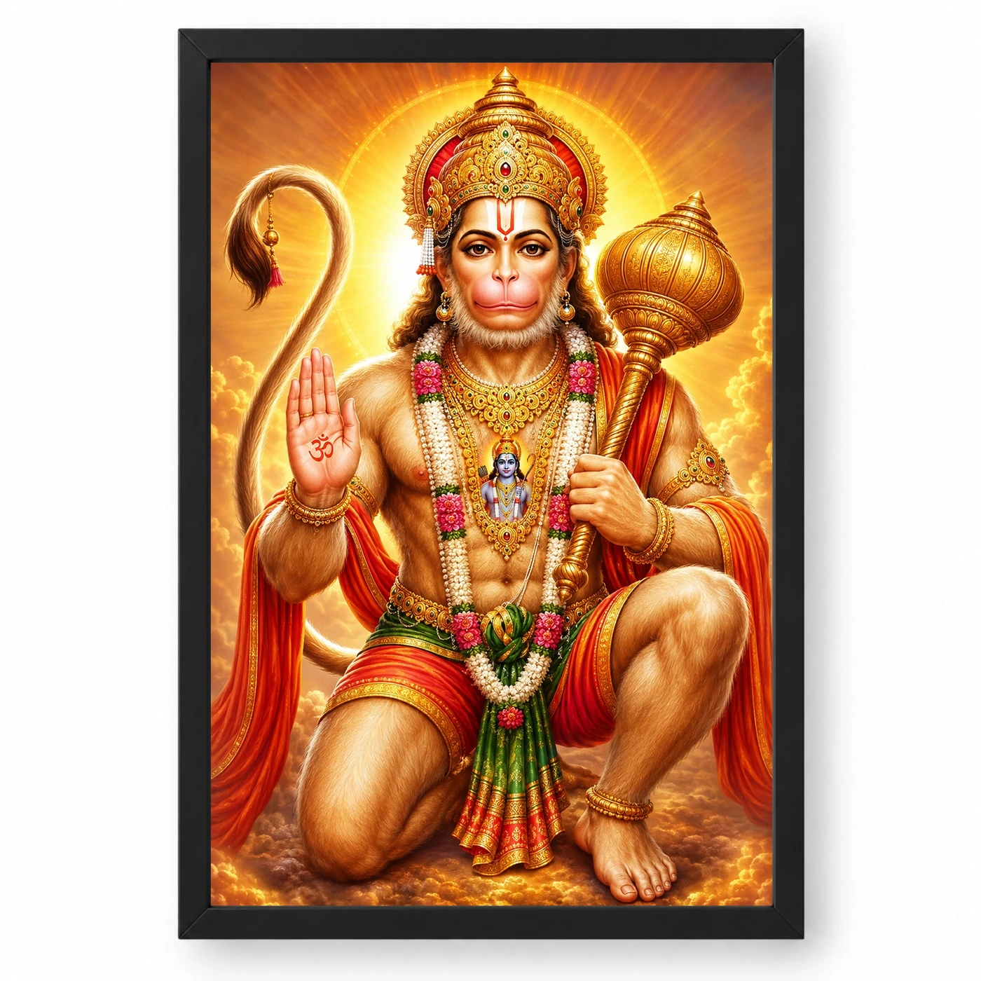 Bajrangbali Peaceful Home Mandir Composition Photo Frame
