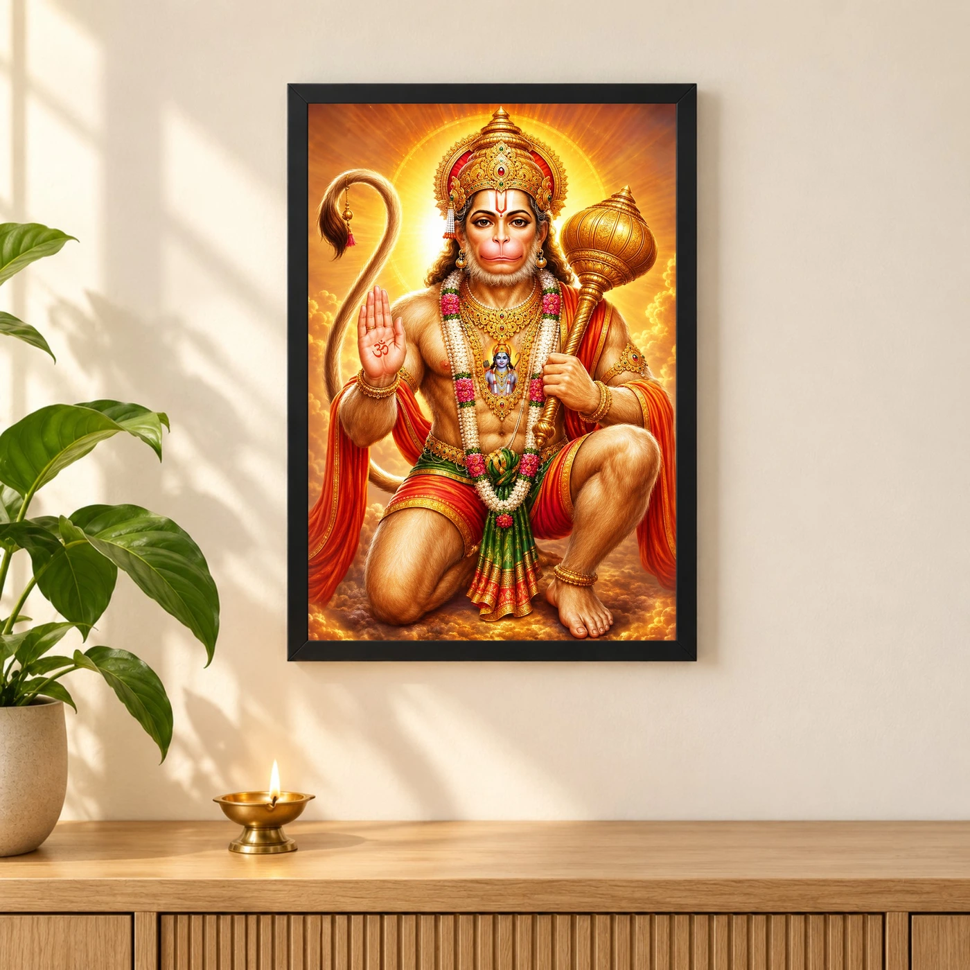 Bajrangbali Peaceful Home Mandir Composition Photo Frame, view 3