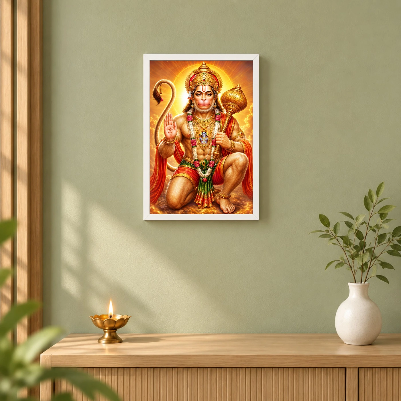 Bajrangbali Peaceful Home Mandir Composition Photo Frame, view 6