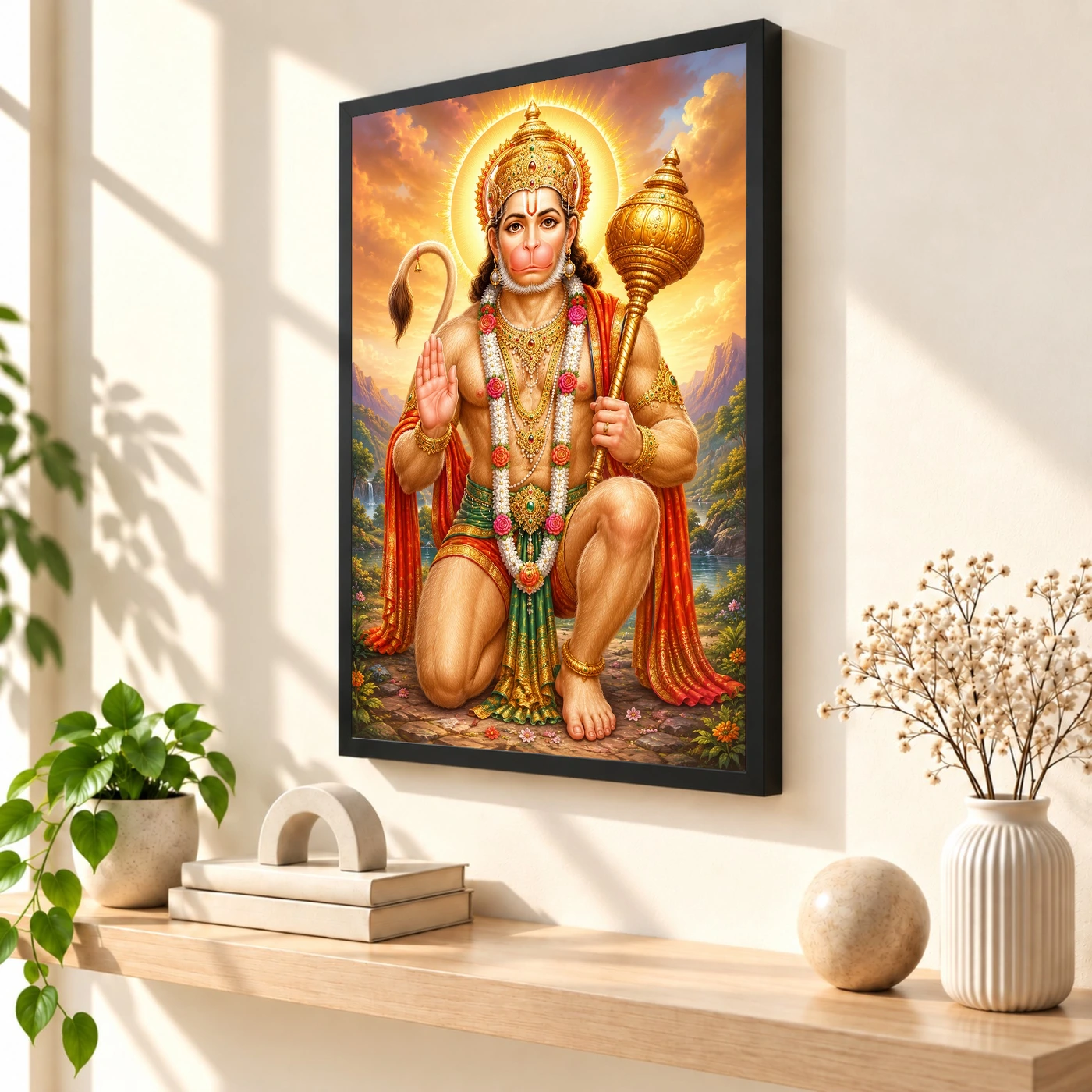 Bajrangbali Traditional Indian Miniature-Inspired Devotional Art Photo Frame, view 2