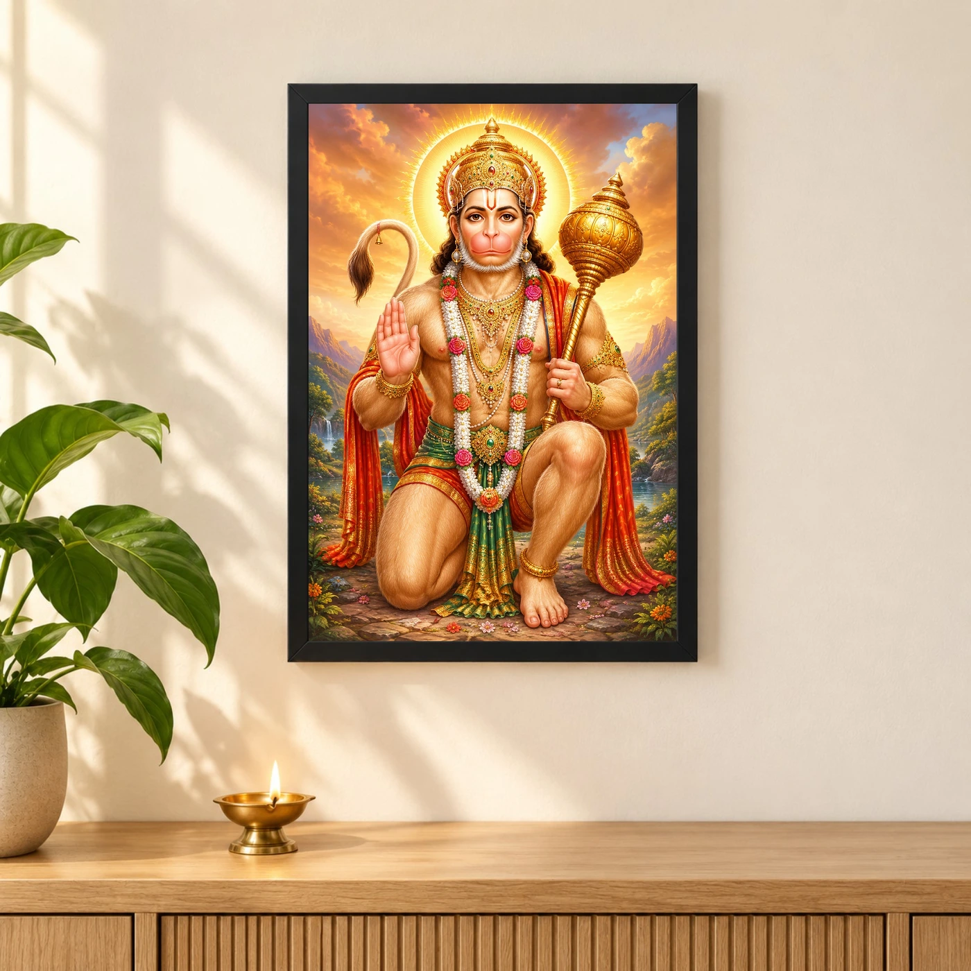 Bajrangbali Traditional Indian Miniature-Inspired Devotional Art Photo Frame, view 3