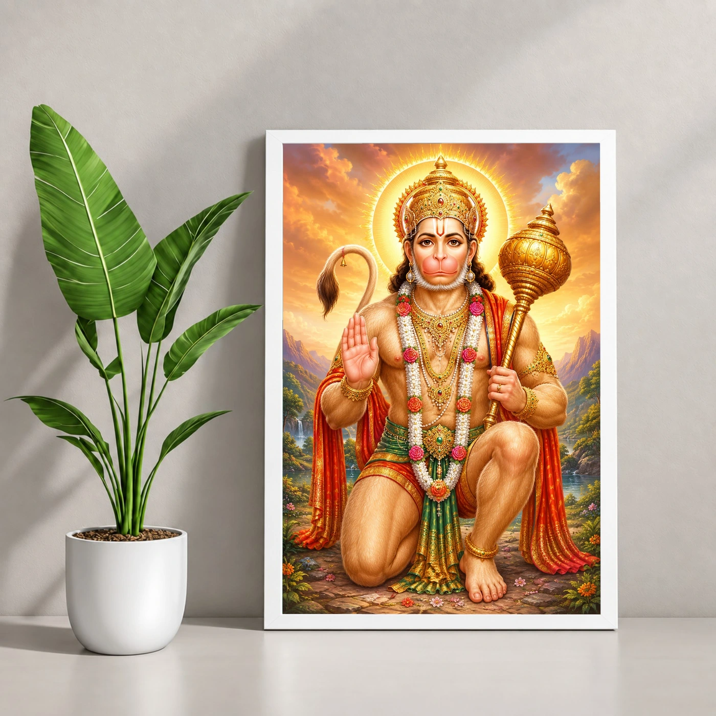 Bajrangbali Traditional Indian Miniature-Inspired Devotional Art Photo Frame, view 4