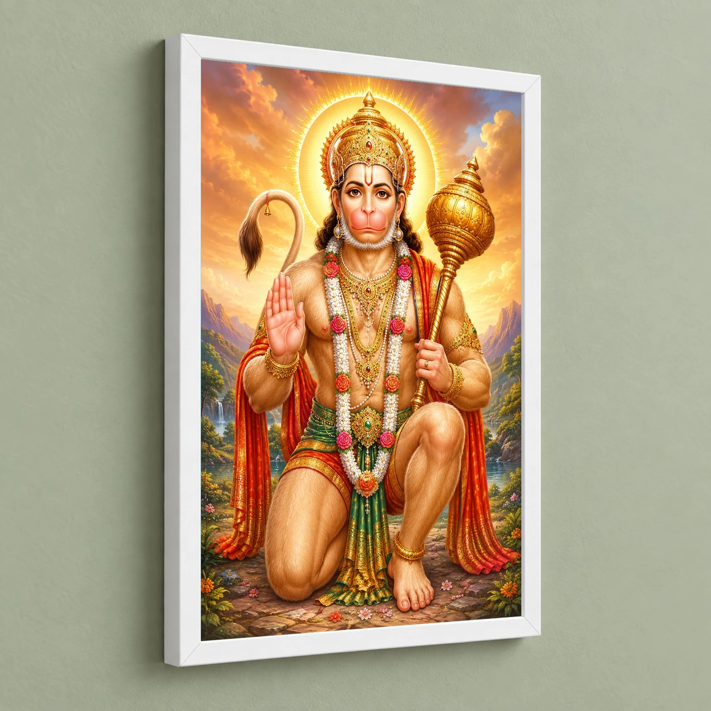 Bajrangbali Traditional Indian Miniature-Inspired Devotional Art Photo Frame, view 5