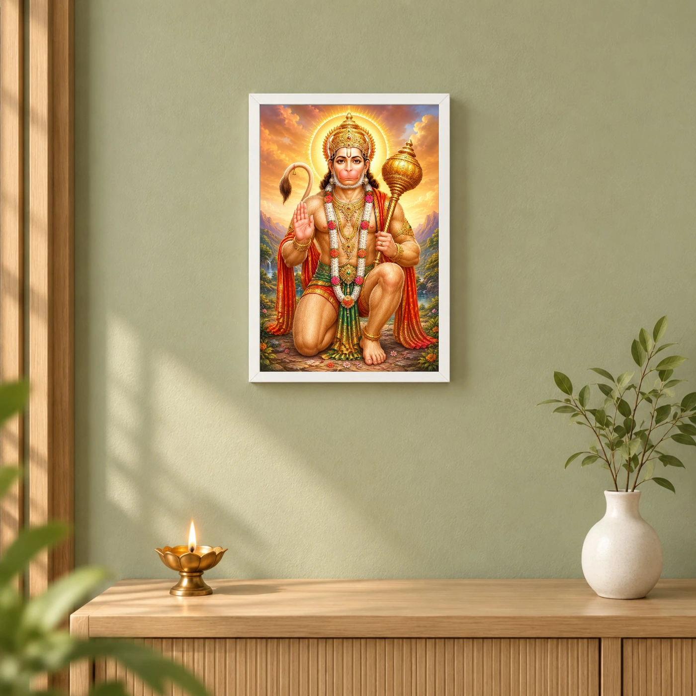 Bajrangbali Traditional Indian Miniature-Inspired Devotional Art Photo Frame, view 6
