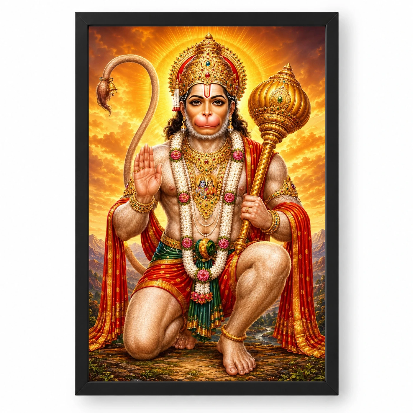 Bajrangbali Vivid Premium Spiritual Poster Art Photo Frame