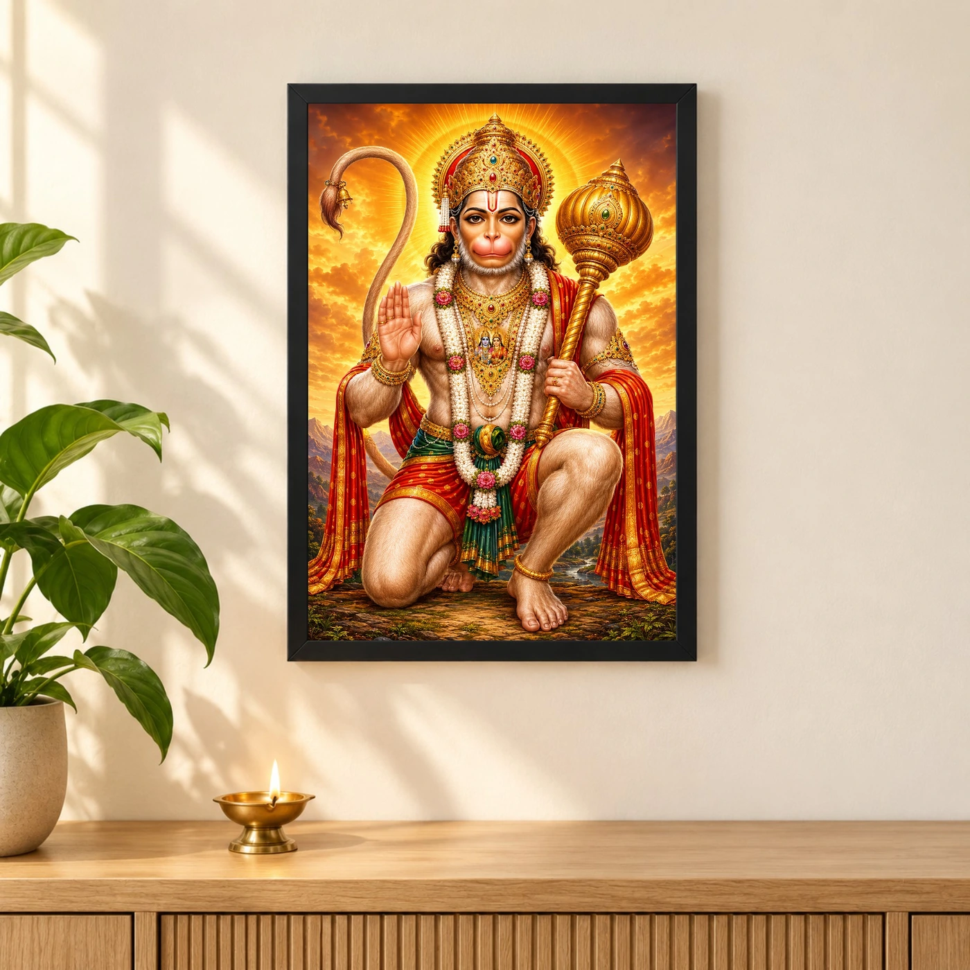 Bajrangbali Vivid Premium Spiritual Poster Art Photo Frame, view 3