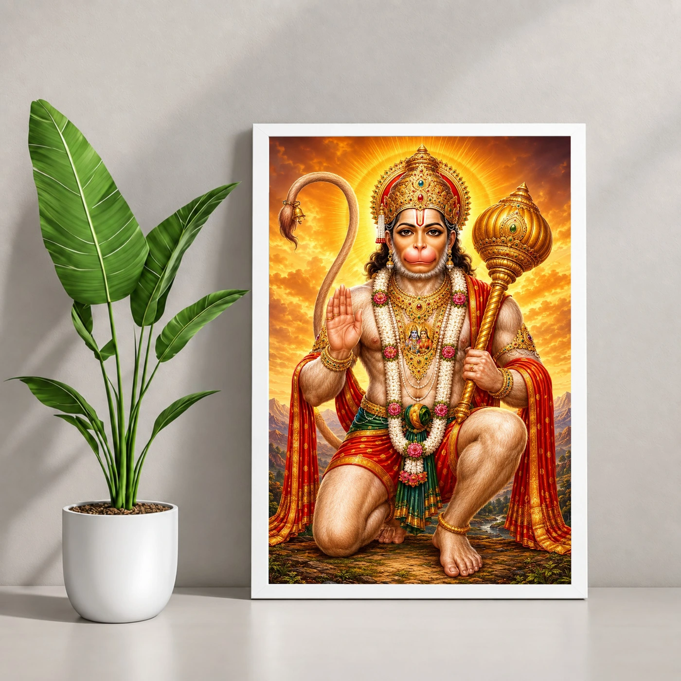 Bajrangbali Vivid Premium Spiritual Poster Art Photo Frame, view 4