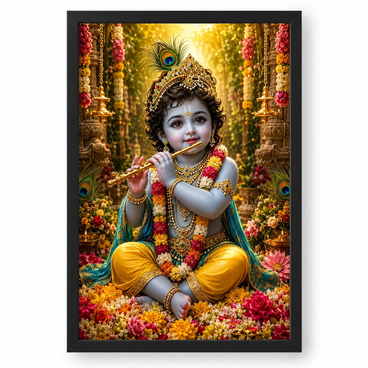 Bal Krishna Grand Festival Flower Decoration Photo Frame