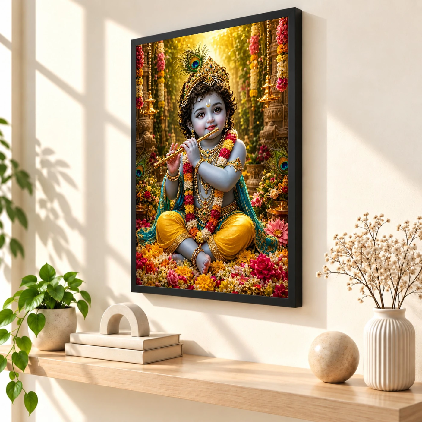 Bal Krishna Grand Festival Flower Decoration Photo Frame, view 2