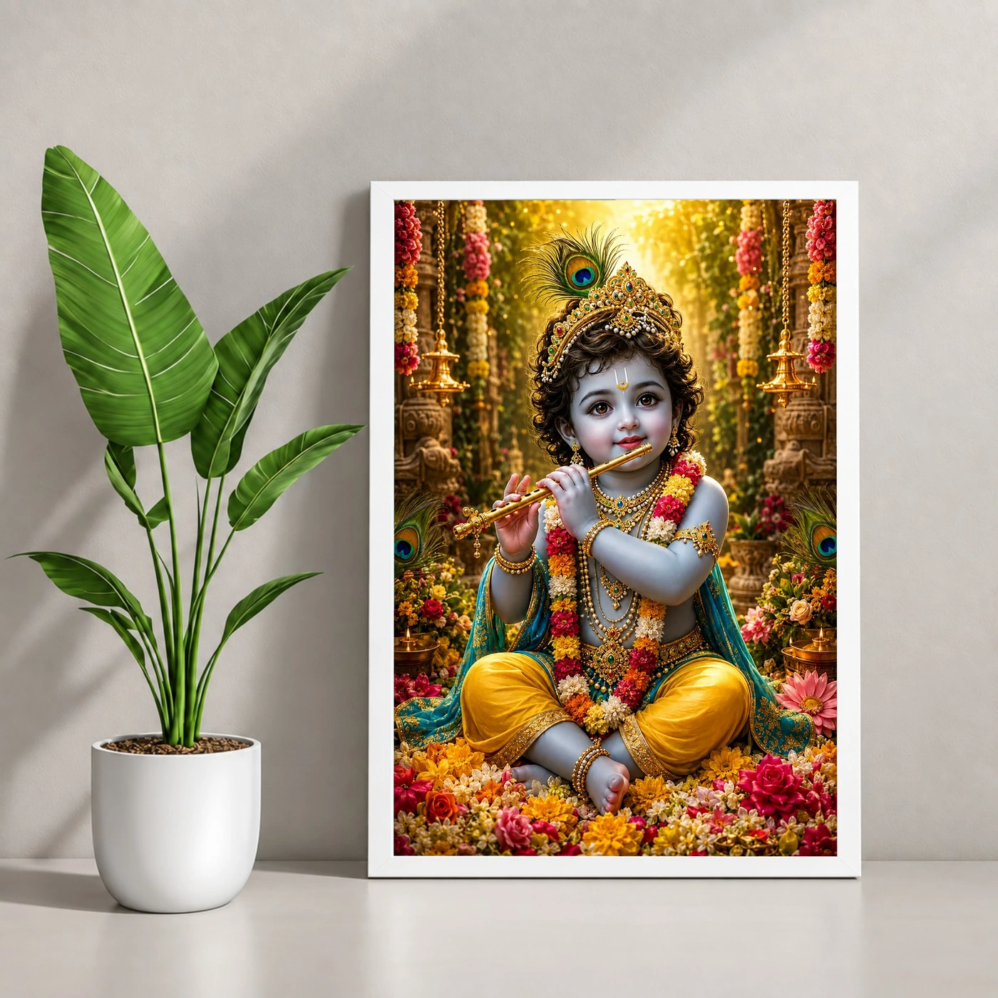 Bal Krishna Grand Festival Flower Decoration Photo Frame, view 4