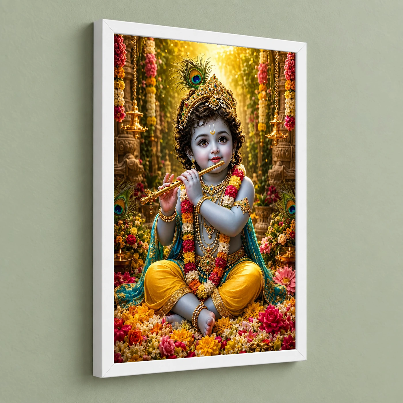 Bal Krishna Grand Festival Flower Decoration Photo Frame, view 5