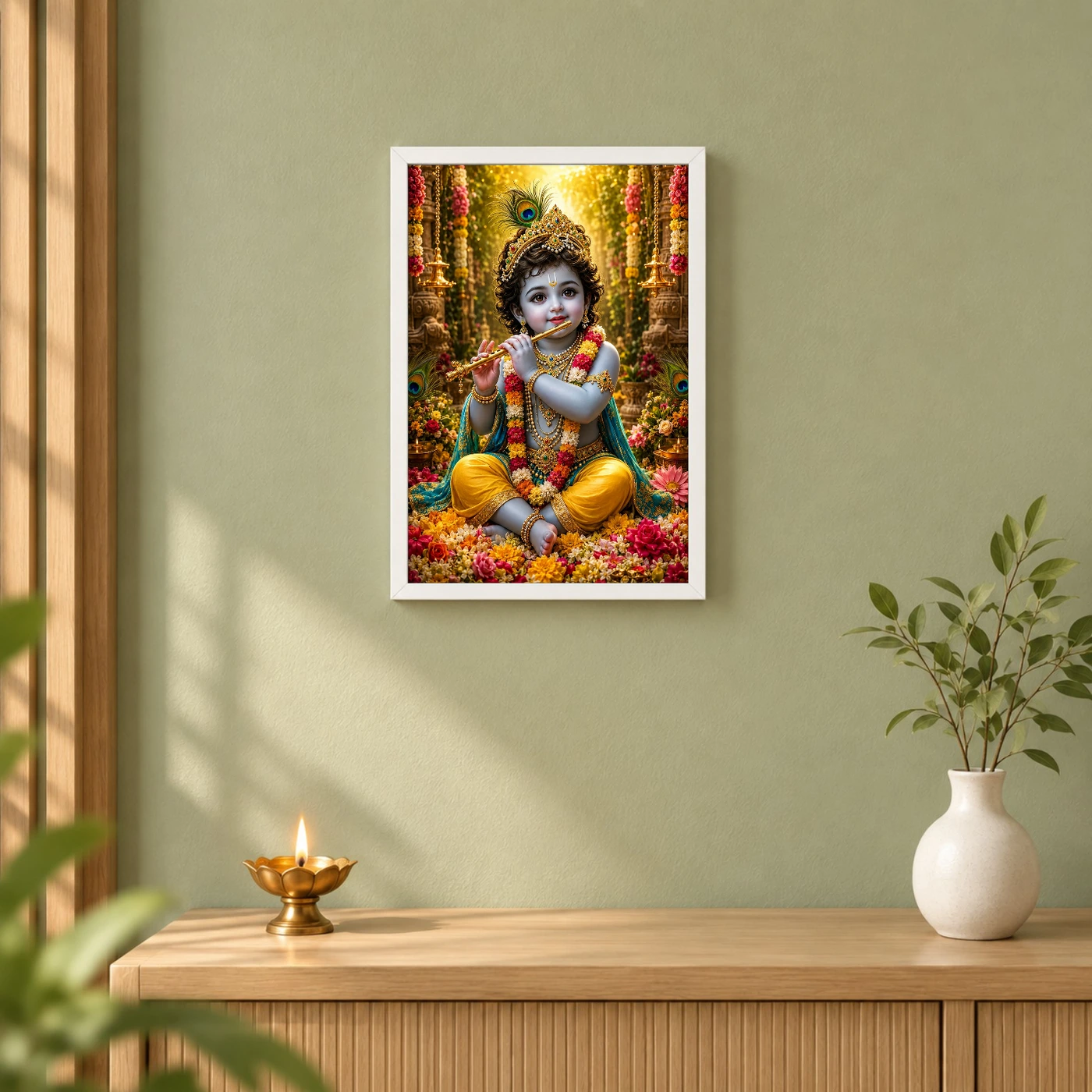 Bal Krishna Grand Festival Flower Decoration Photo Frame, view 6