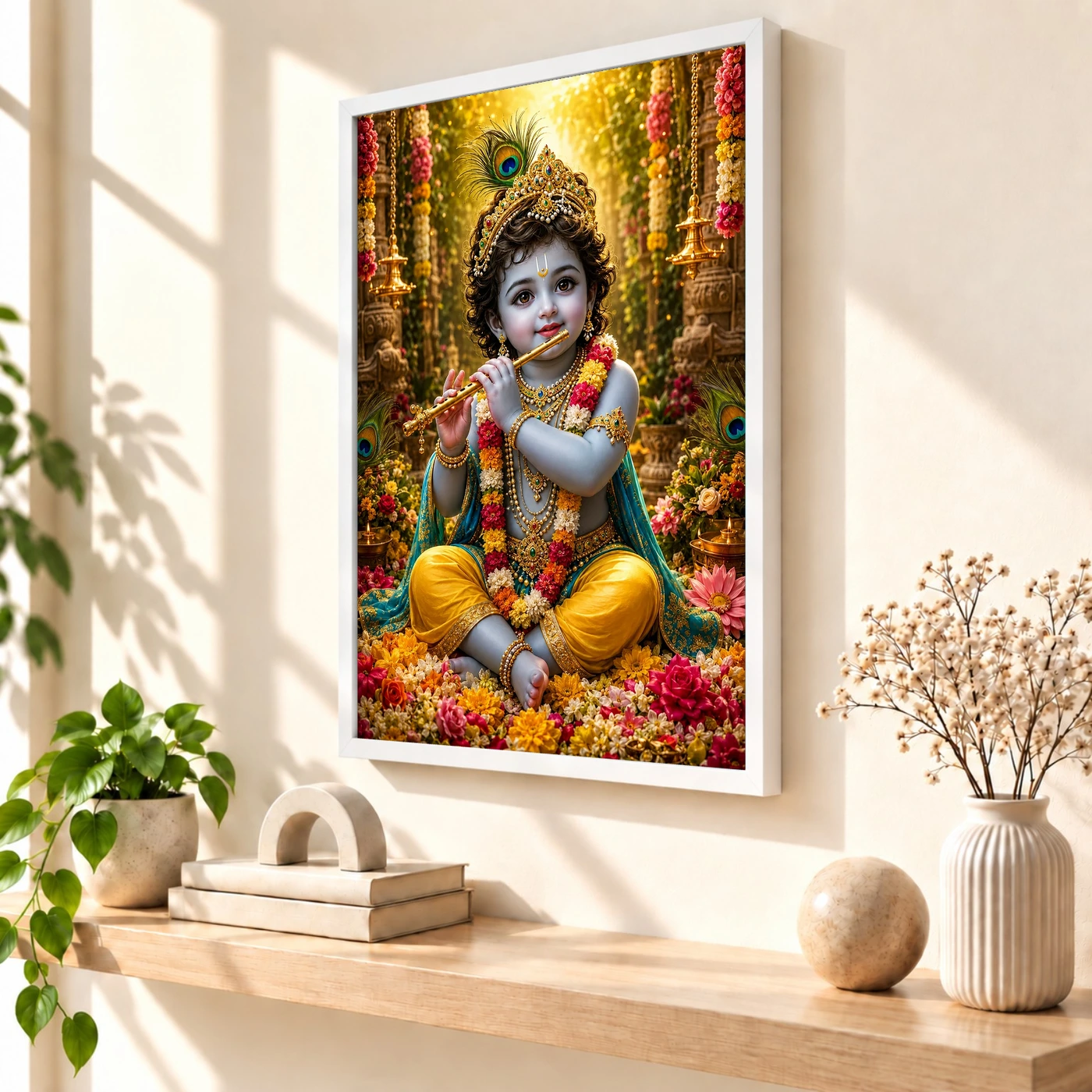 Bal Krishna Grand Festival Flower Decoration Photo Frame, view 7