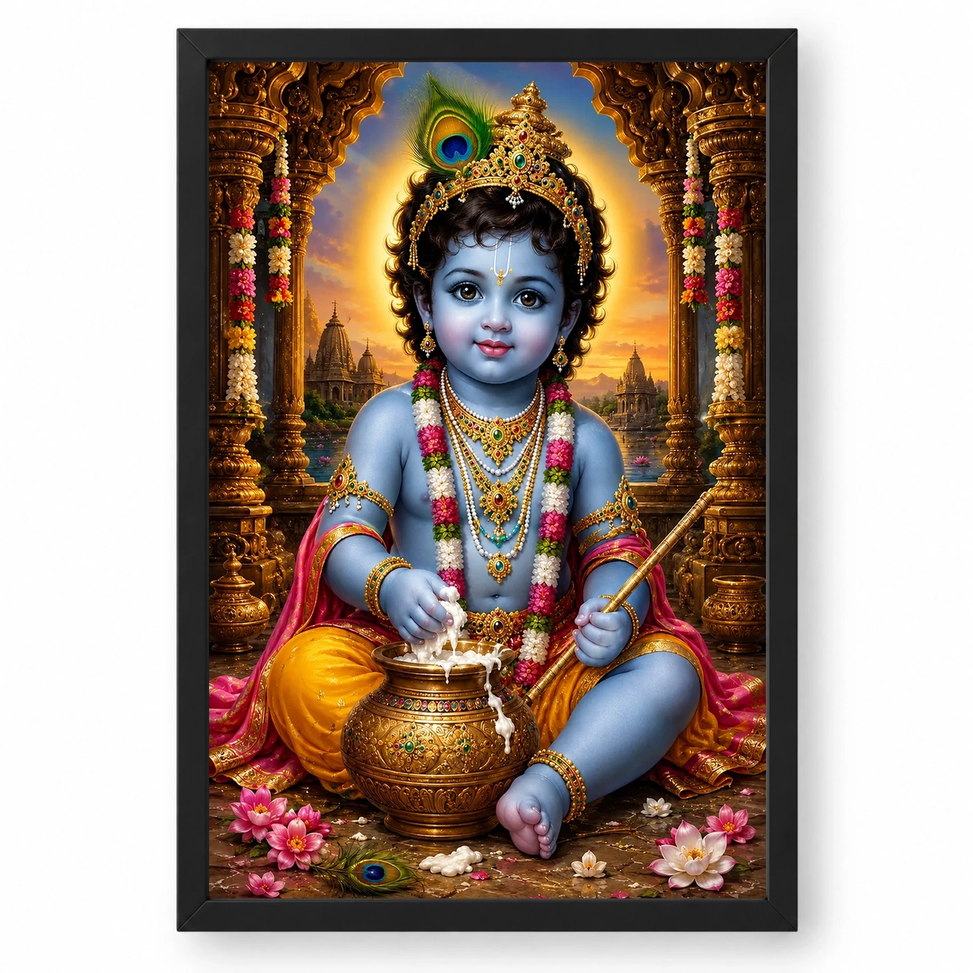 Bal Krishna Heritage Temple Architecture Backdrop Photo Frame