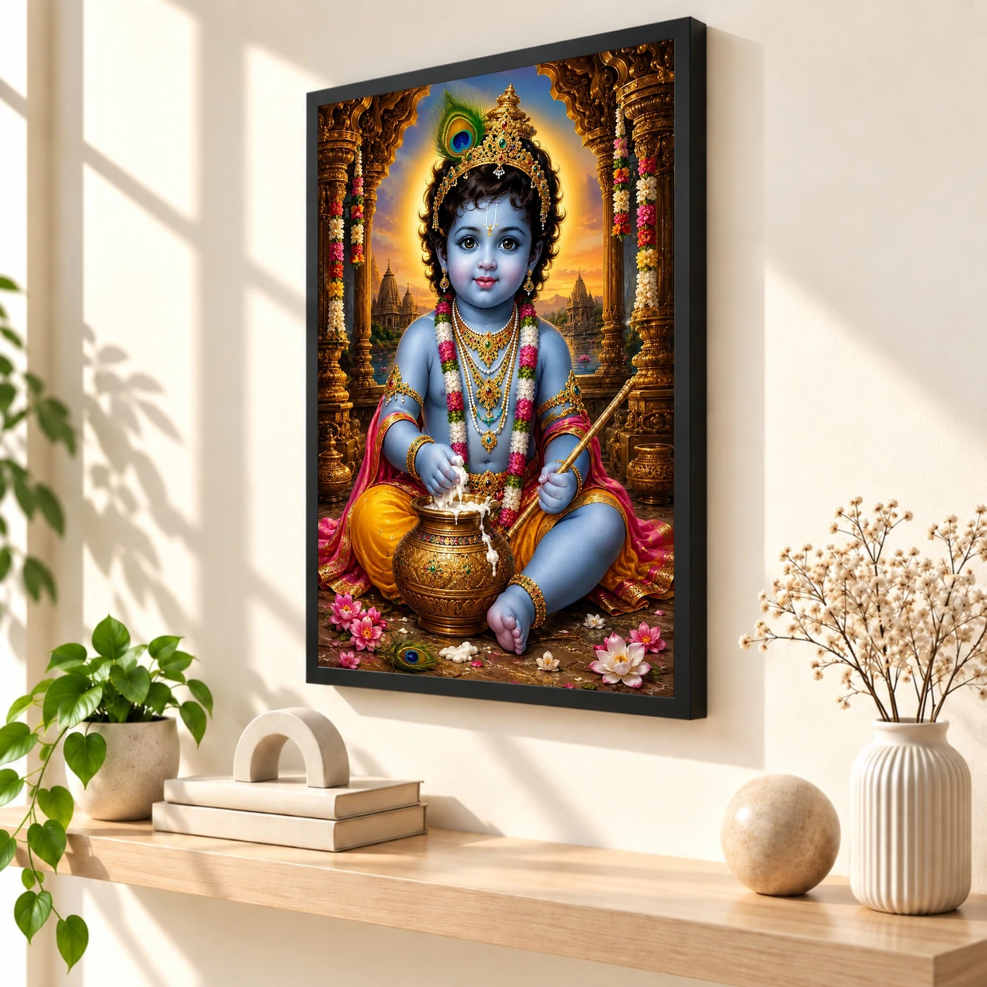 Bal Krishna Heritage Temple Architecture Backdrop Photo Frame, view 2