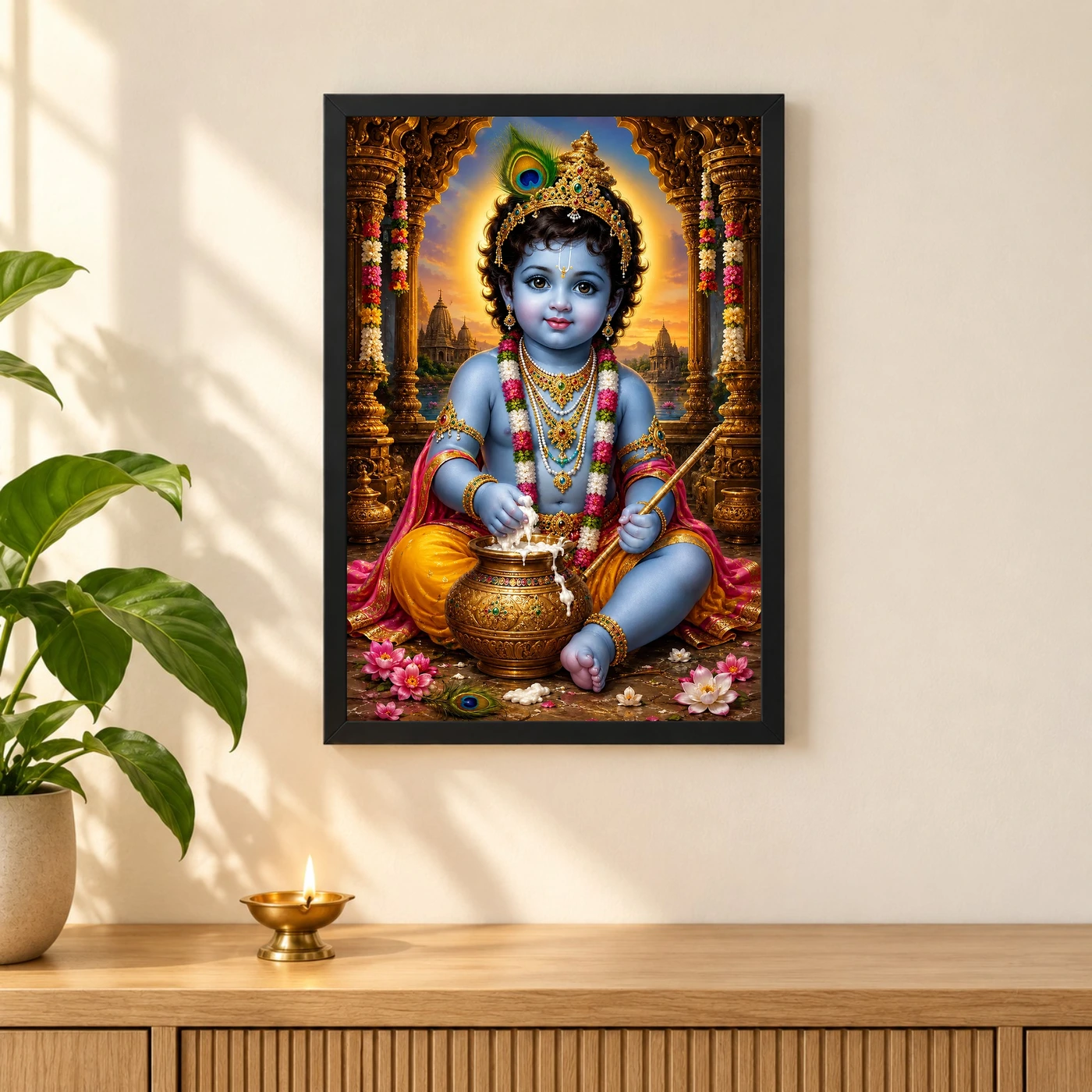 Bal Krishna Heritage Temple Architecture Backdrop Photo Frame, view 3