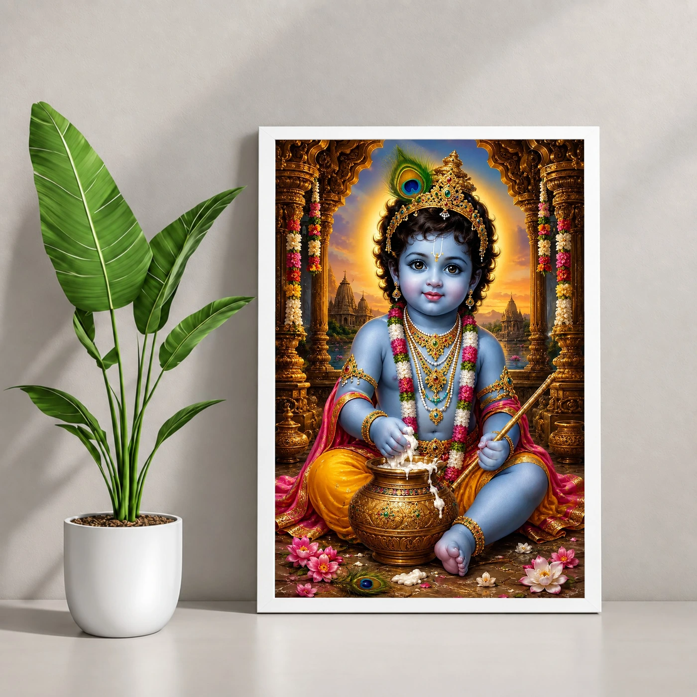 Bal Krishna Heritage Temple Architecture Backdrop Photo Frame, view 4