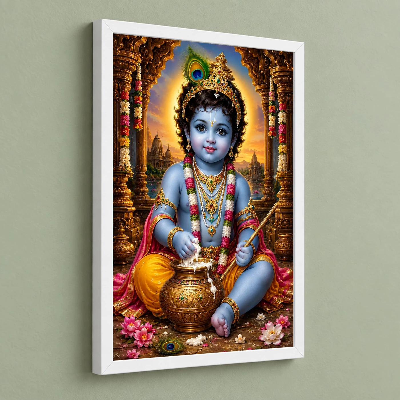 Bal Krishna Heritage Temple Architecture Backdrop Photo Frame, view 5