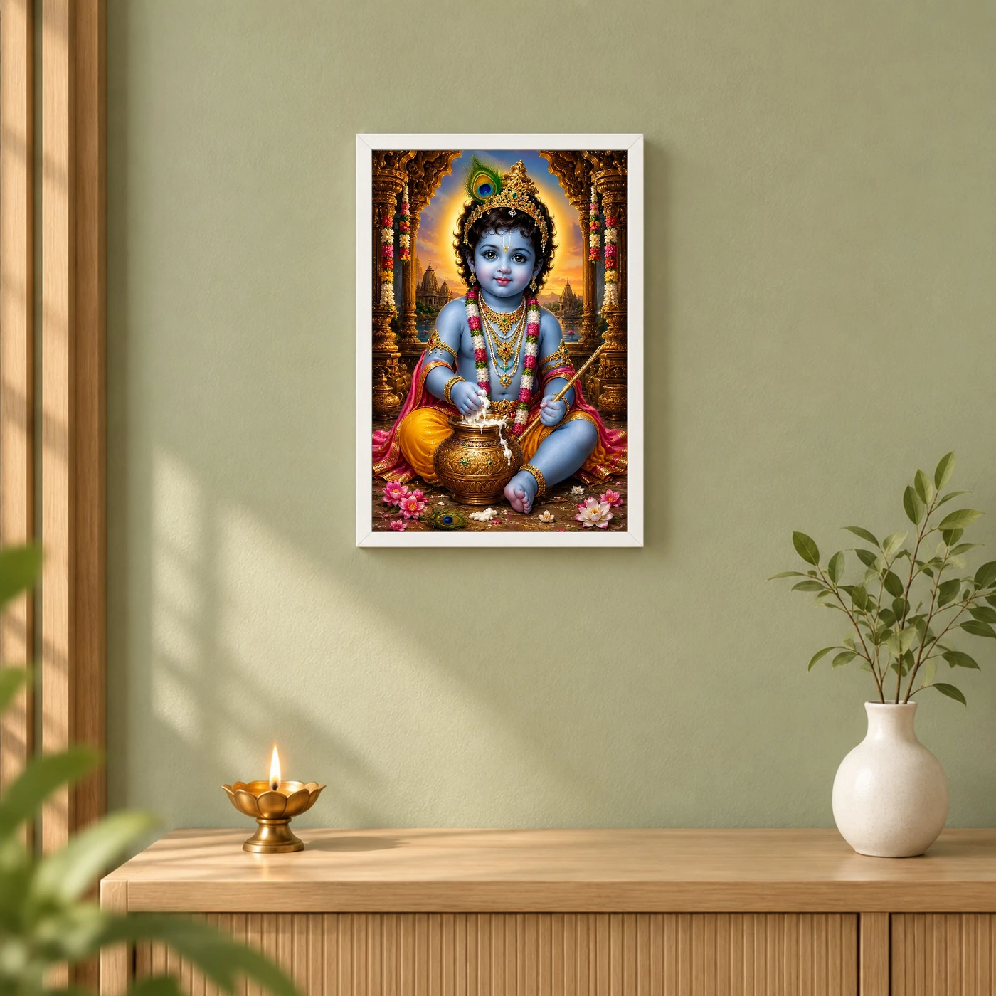 Bal Krishna Heritage Temple Architecture Backdrop Photo Frame, view 6