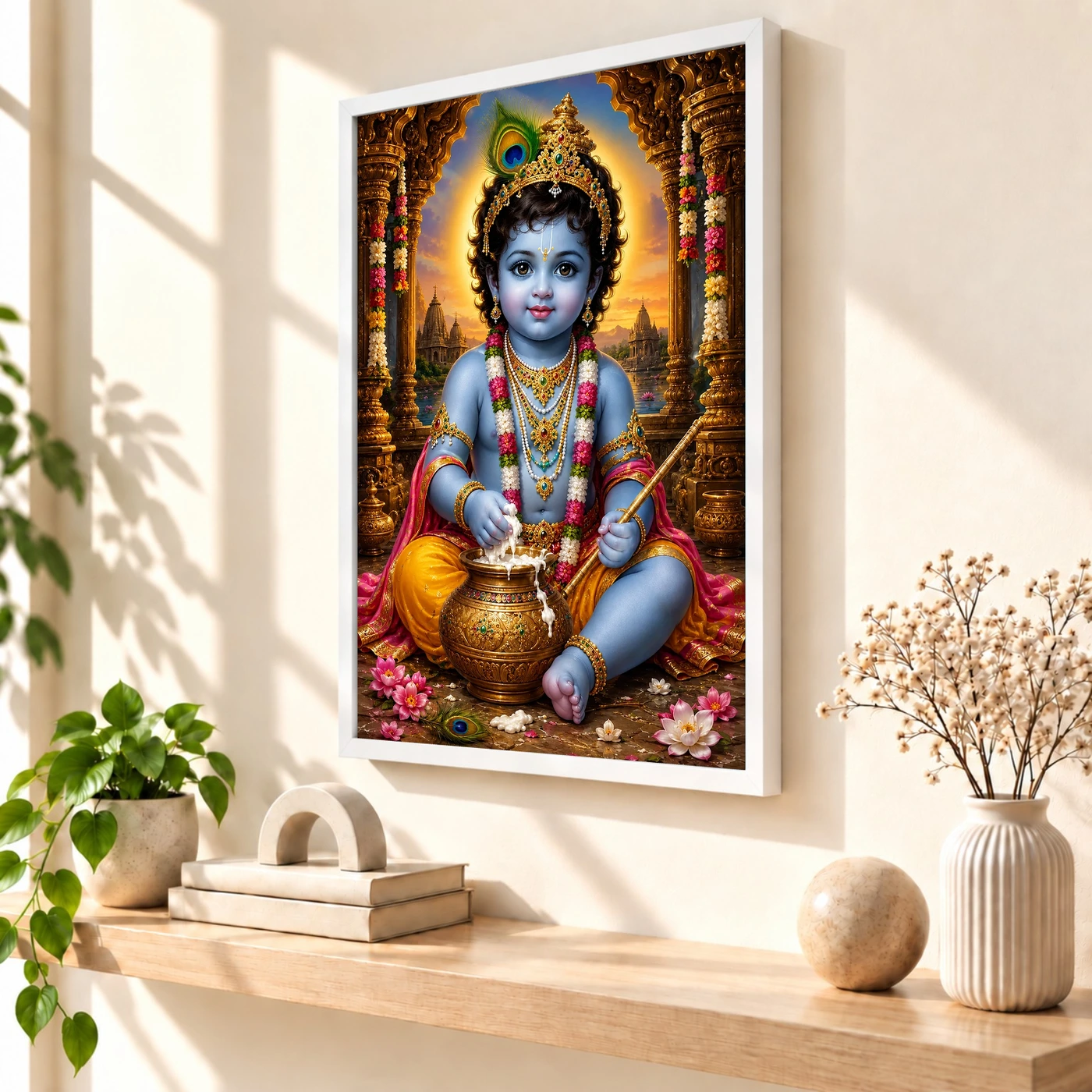 Bal Krishna Heritage Temple Architecture Backdrop Photo Frame, view 7