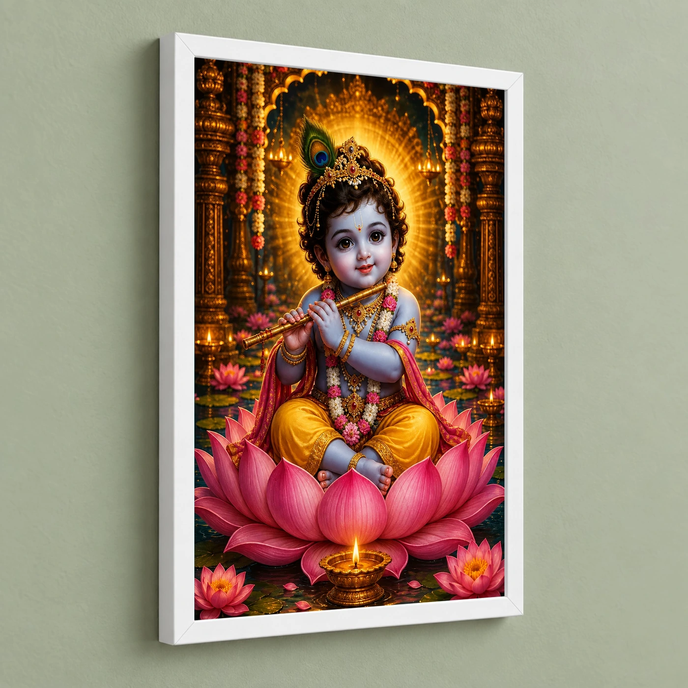 Bal Krishna Lotus And Diya Radiance Photo Frame, view 5
