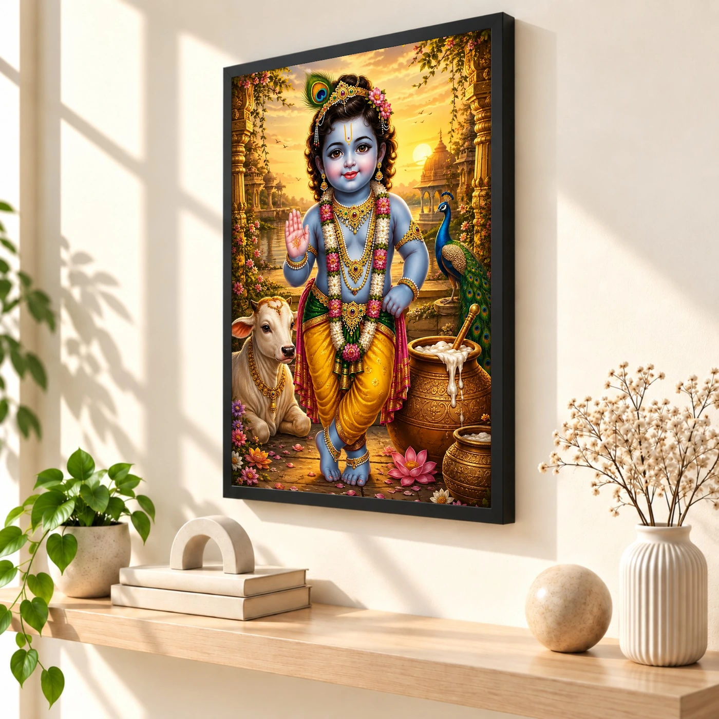 Bal Krishna Serene Sunrise Blessing Photo Frame, view 2