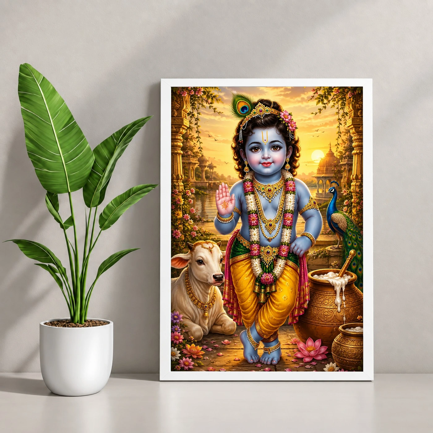 Bal Krishna Serene Sunrise Blessing Photo Frame, view 4