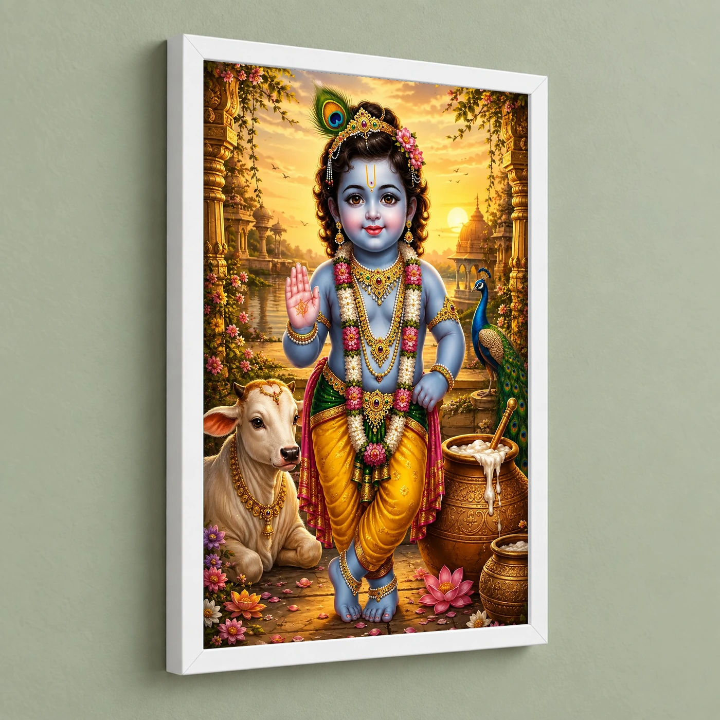 Bal Krishna Serene Sunrise Blessing Photo Frame, view 5